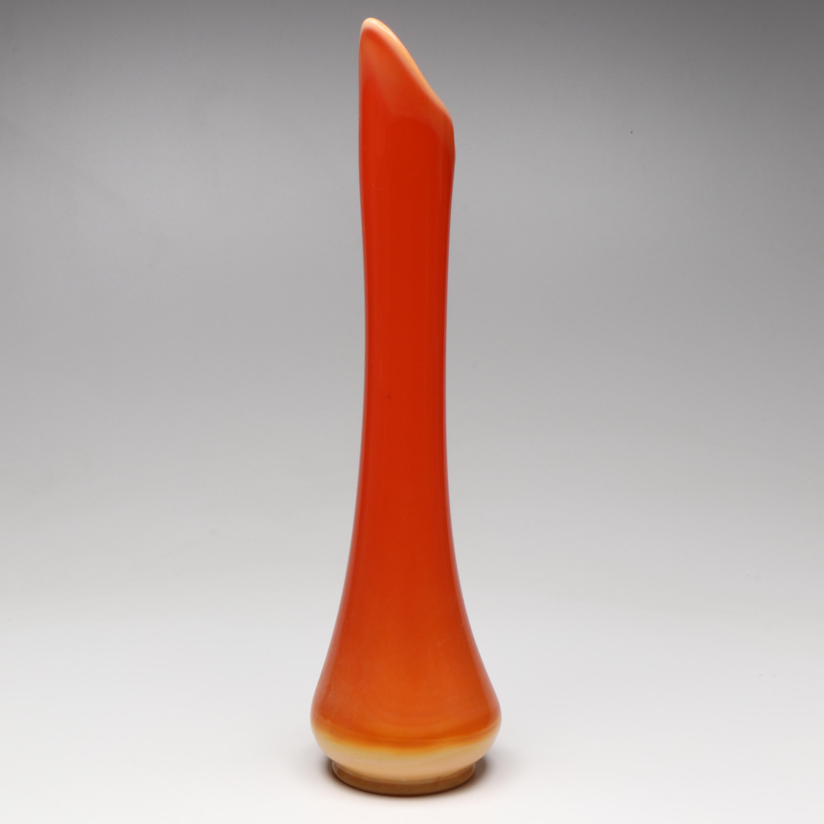 Fayette Glass Orange Swung Glass Vase, Mid-20th Century