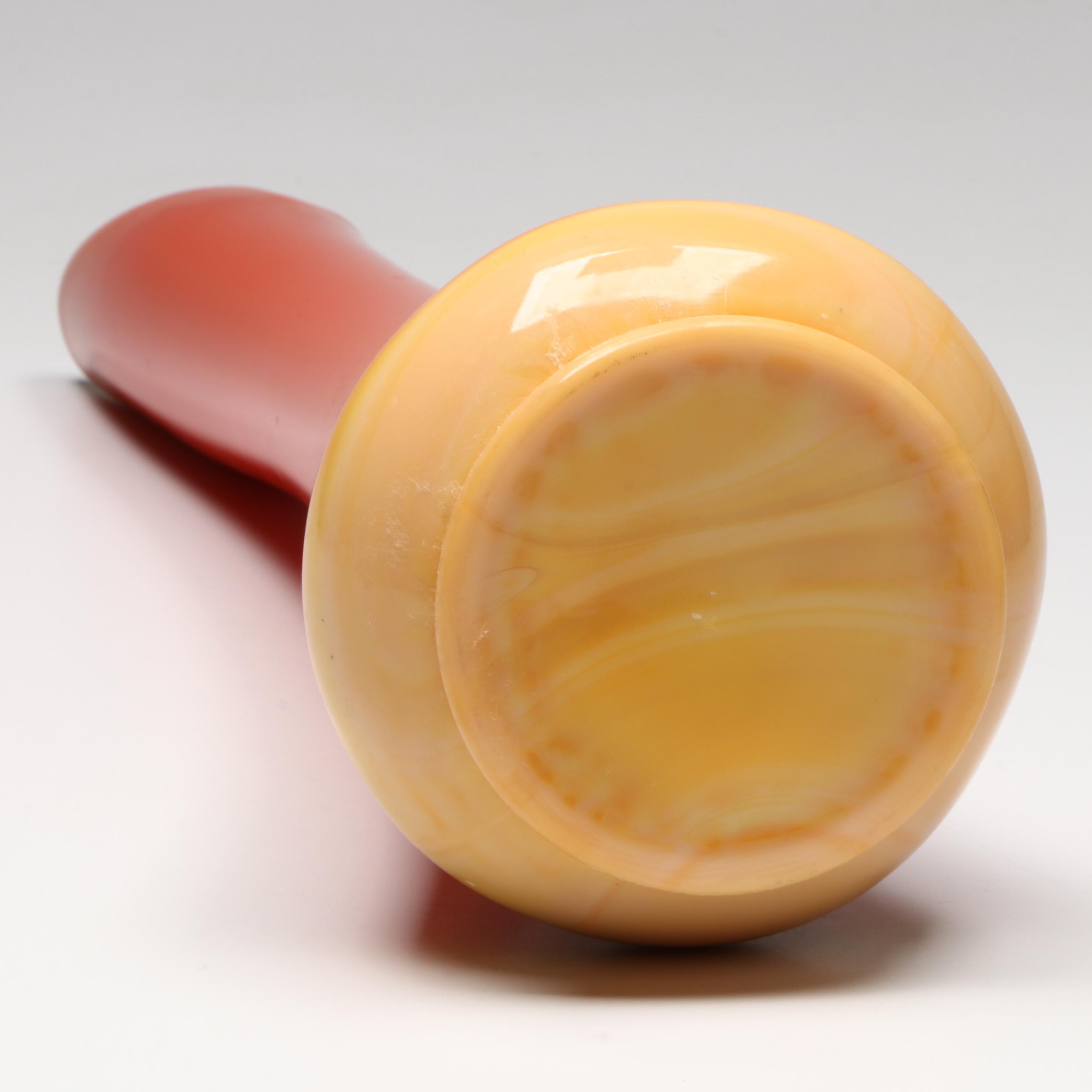 Fayette Glass Orange Swung Glass Vase, Mid-20th Century