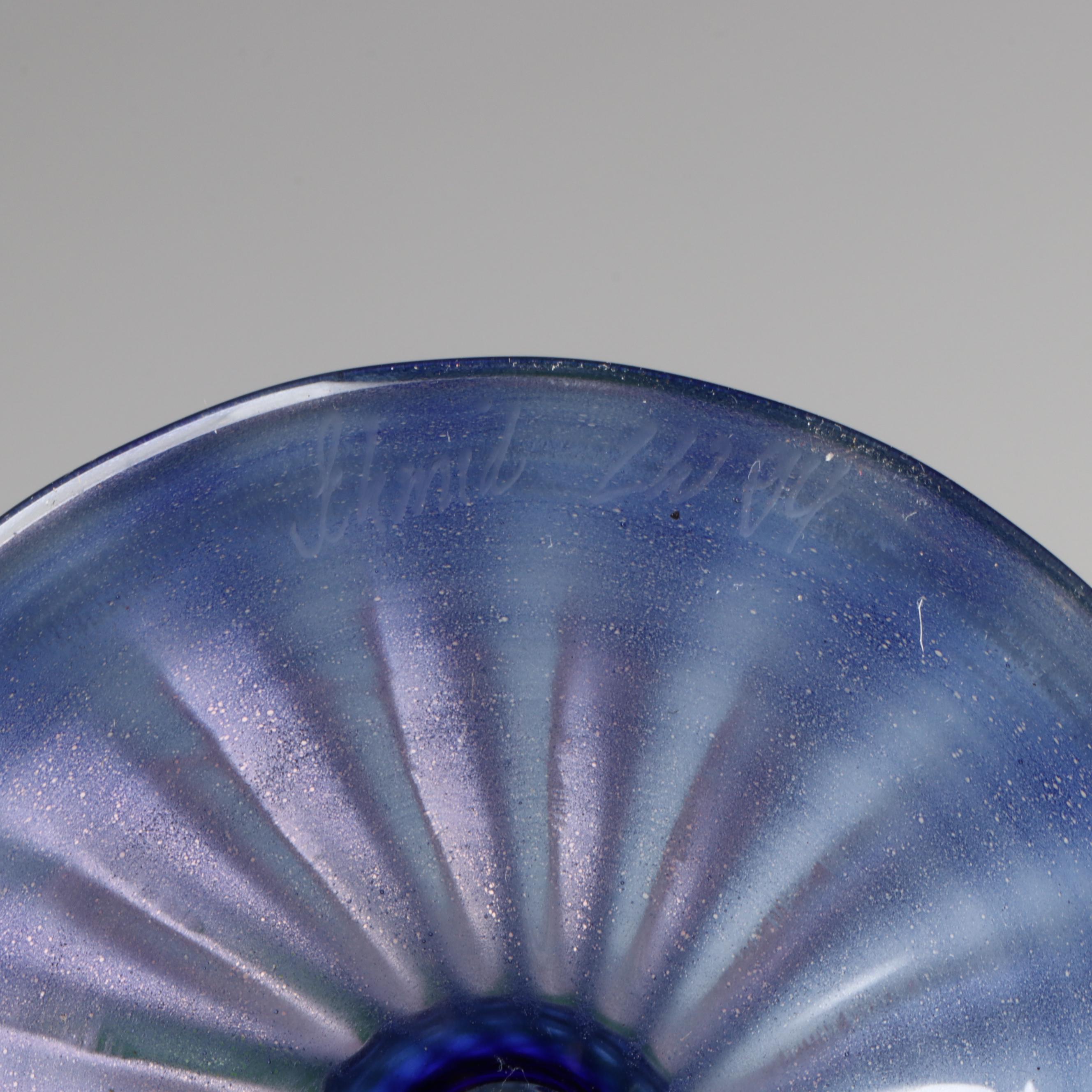 Carl Erickson Controlled Bubble Green Glass Vase with Studio Art Vase and Couple