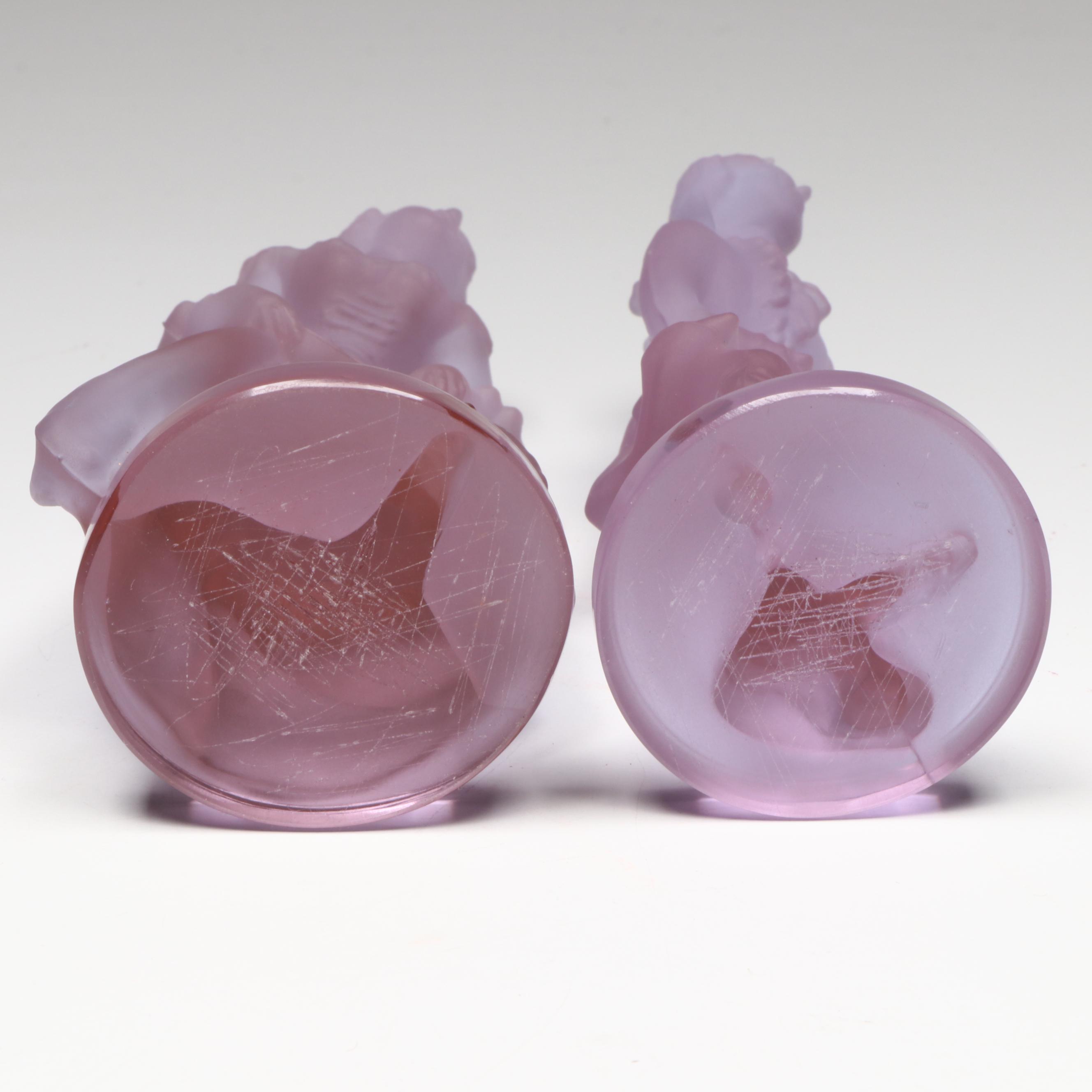 Carl Erickson Controlled Bubble Green Glass Vase with Studio Art Vase and Couple