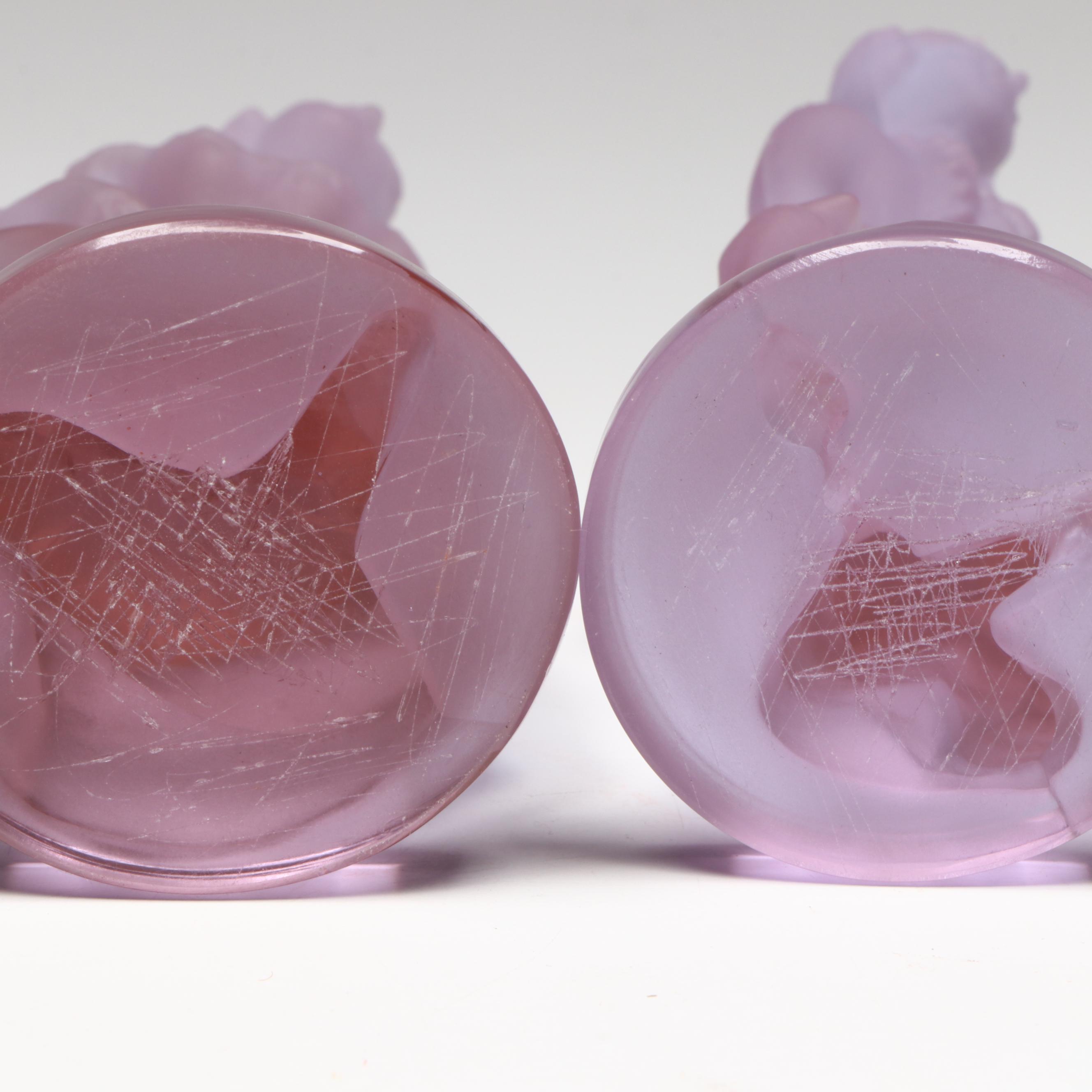 Carl Erickson Controlled Bubble Green Glass Vase with Studio Art Vase and Couple