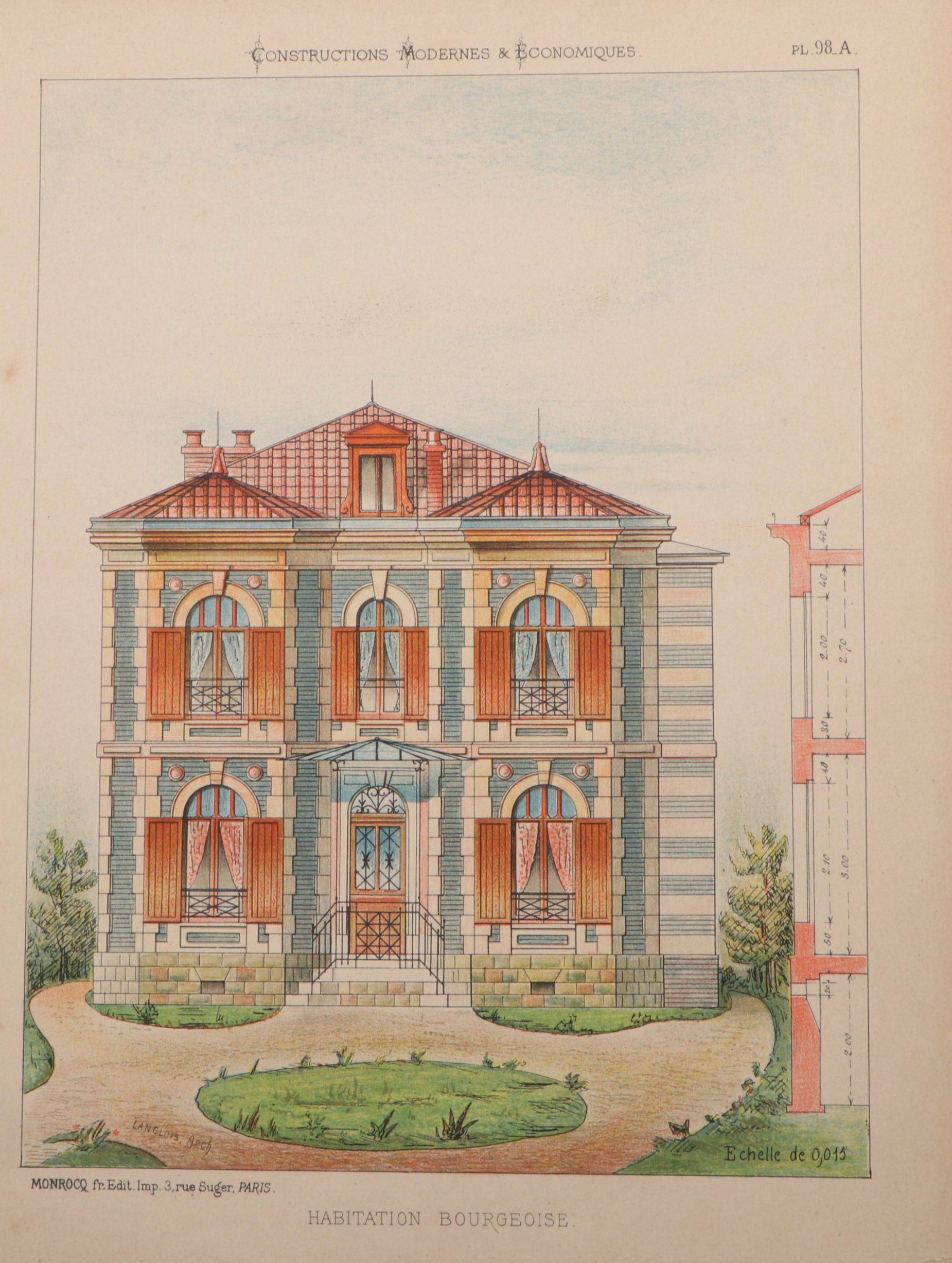 German and French Architectural Color Lithograph Book Plates