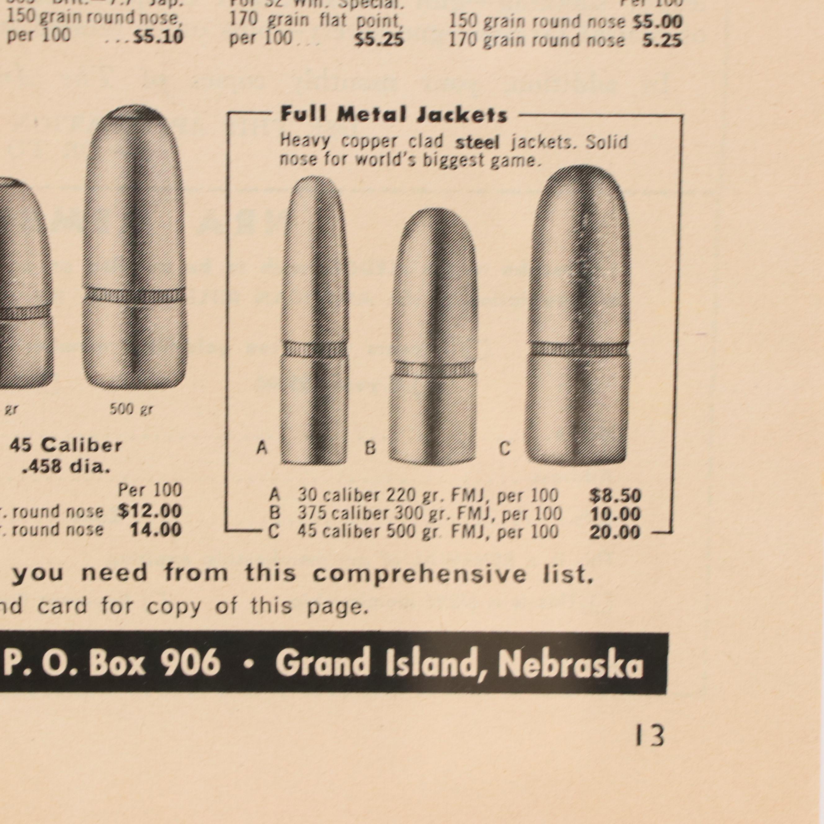 Hornady Bullets Letterpress Halftone Advertisement, Circa 1959