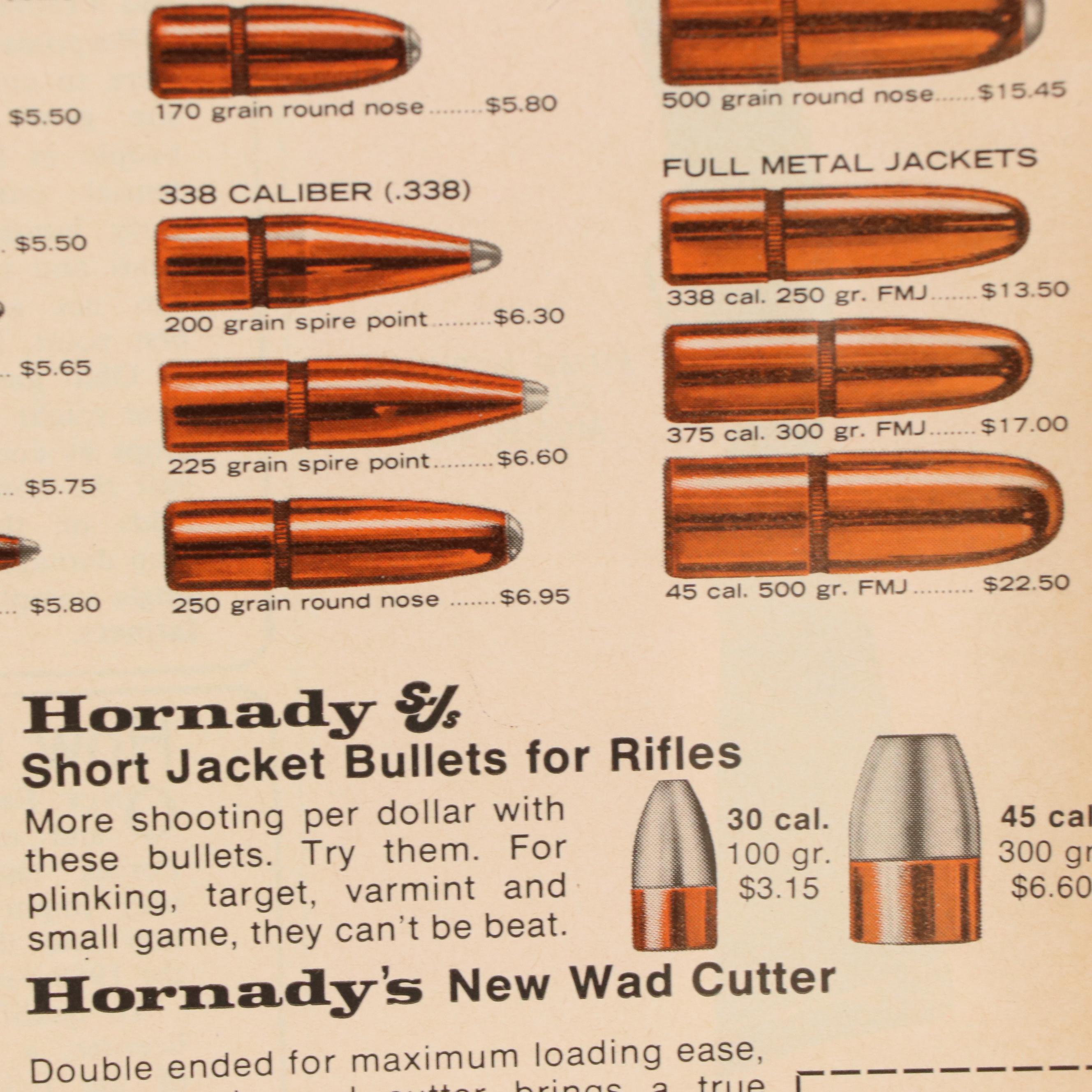 Hornady Bullets Letterpress Halftone Advertisement, Circa 1956