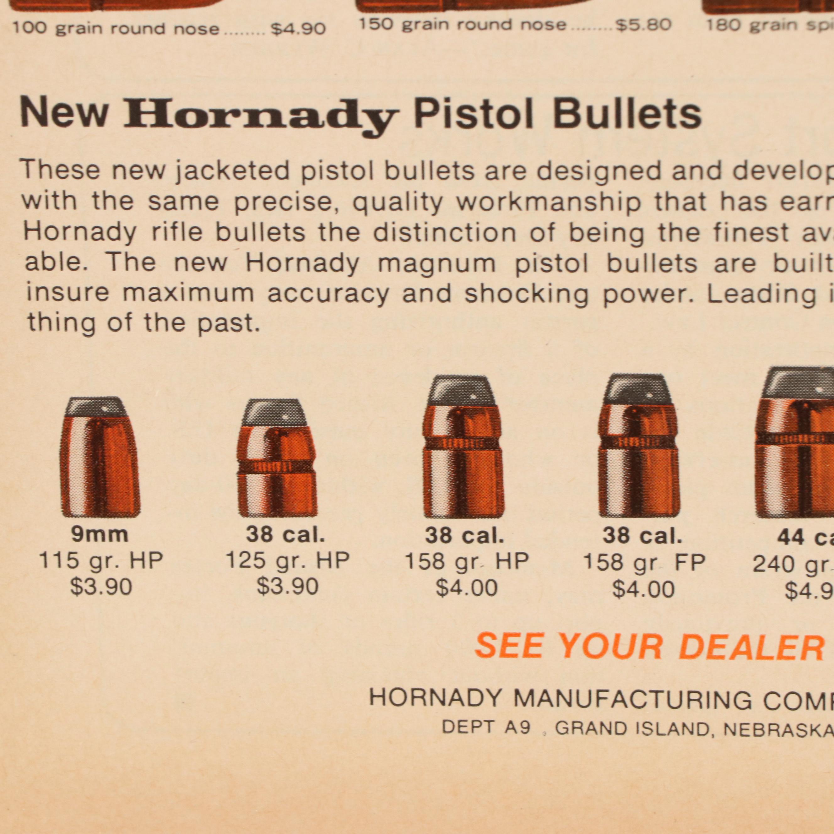Hornady Bullets Letterpress Halftone Advertisement, Circa 1956