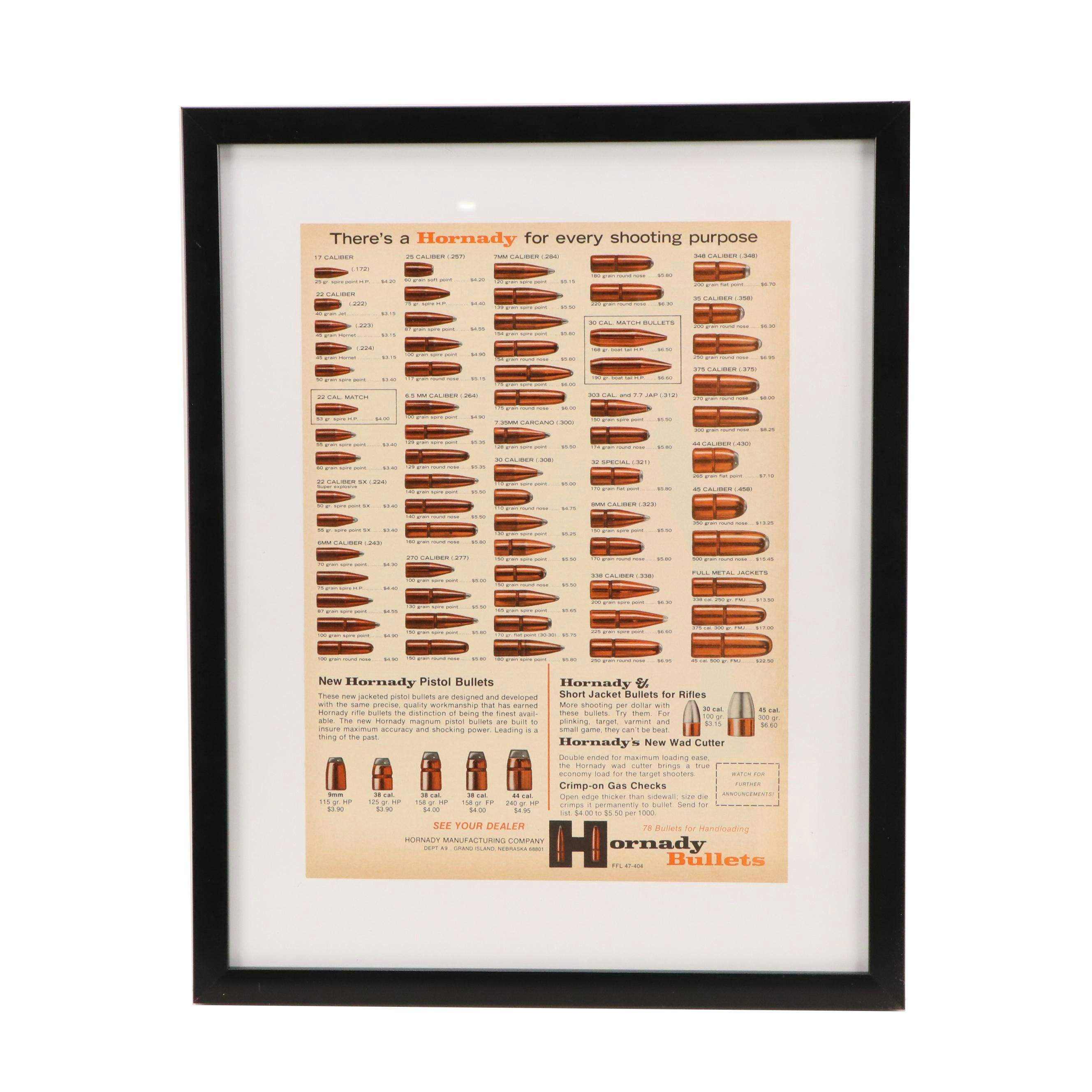 Hornady Bullets Letterpress Halftone Advertisement, Circa 1956