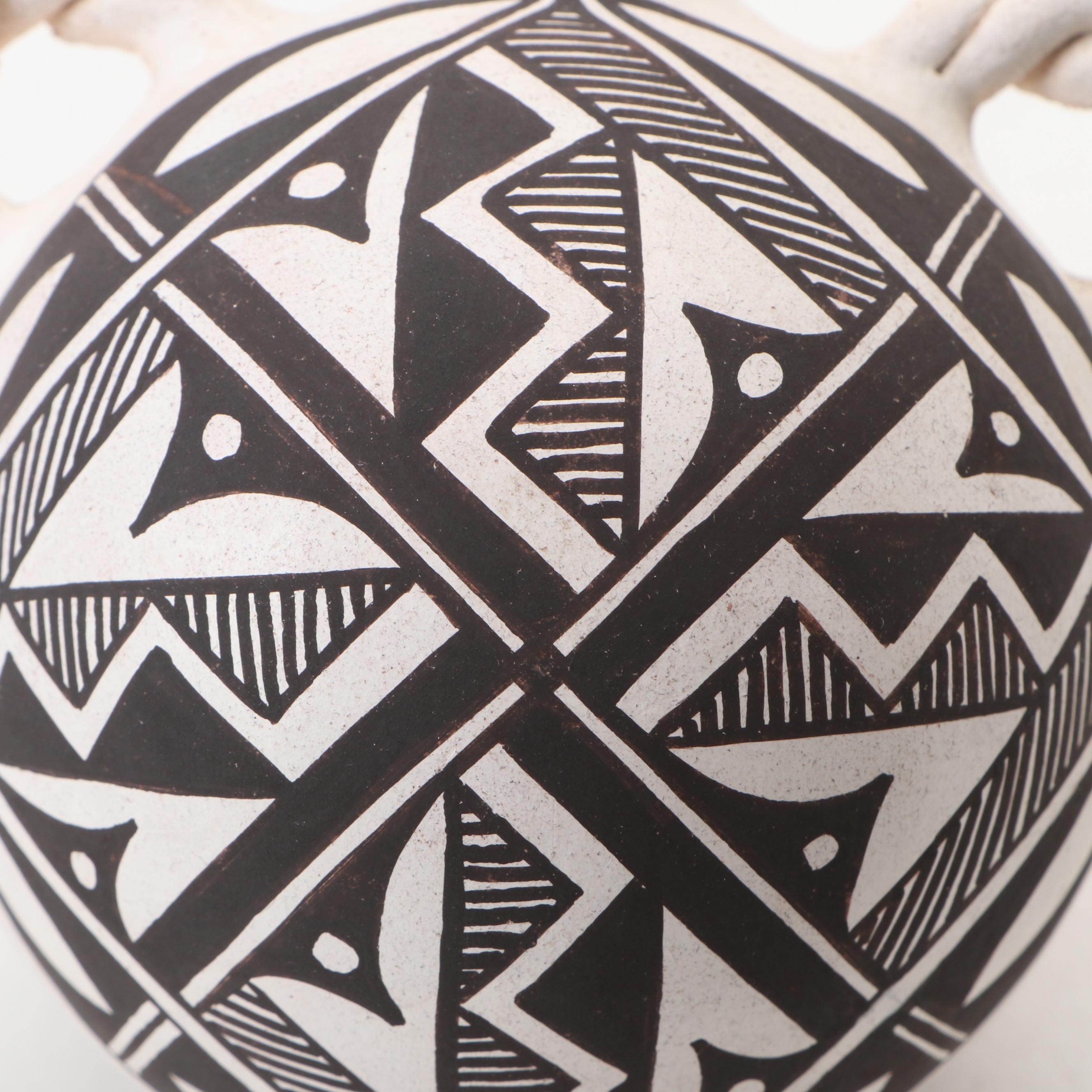 Mary Ann Hampton Acoma Pueblo Pottery Polychrome Canteen