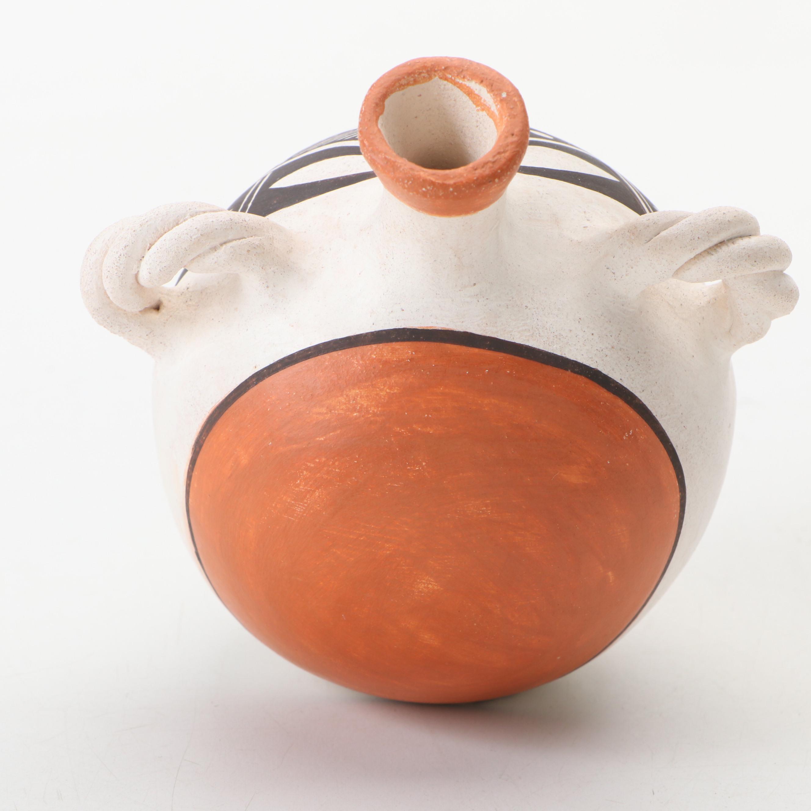 Mary Ann Hampton Acoma Pueblo Pottery Polychrome Canteen