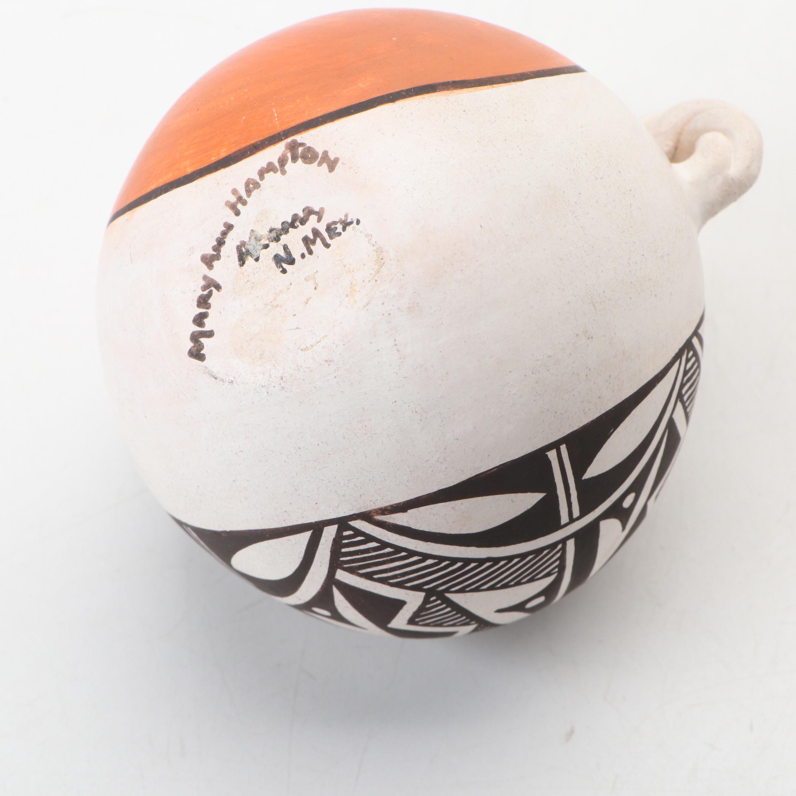 Mary Ann Hampton Acoma Pueblo Pottery Polychrome Canteen