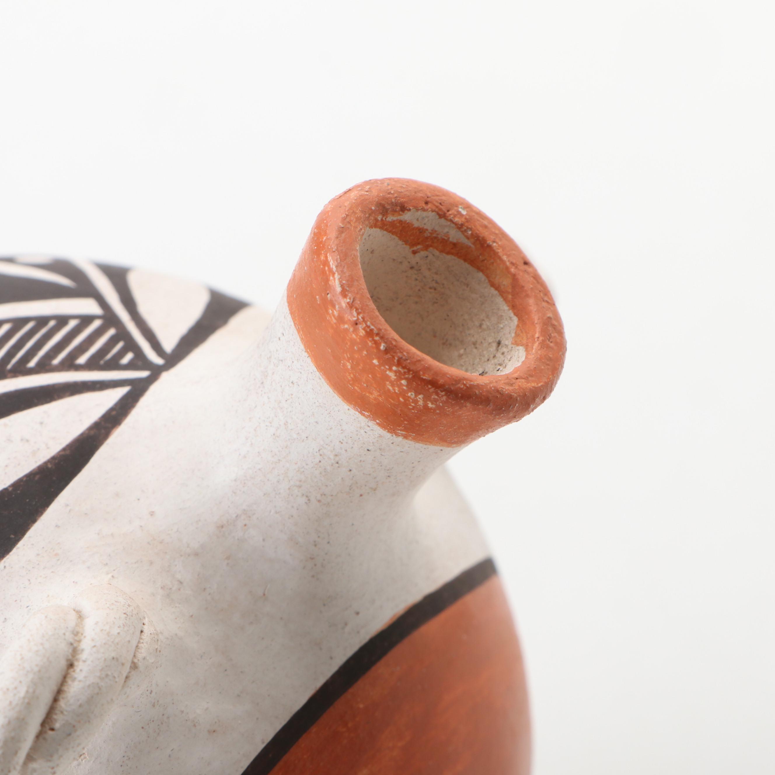 Mary Ann Hampton Acoma Pueblo Pottery Polychrome Canteen