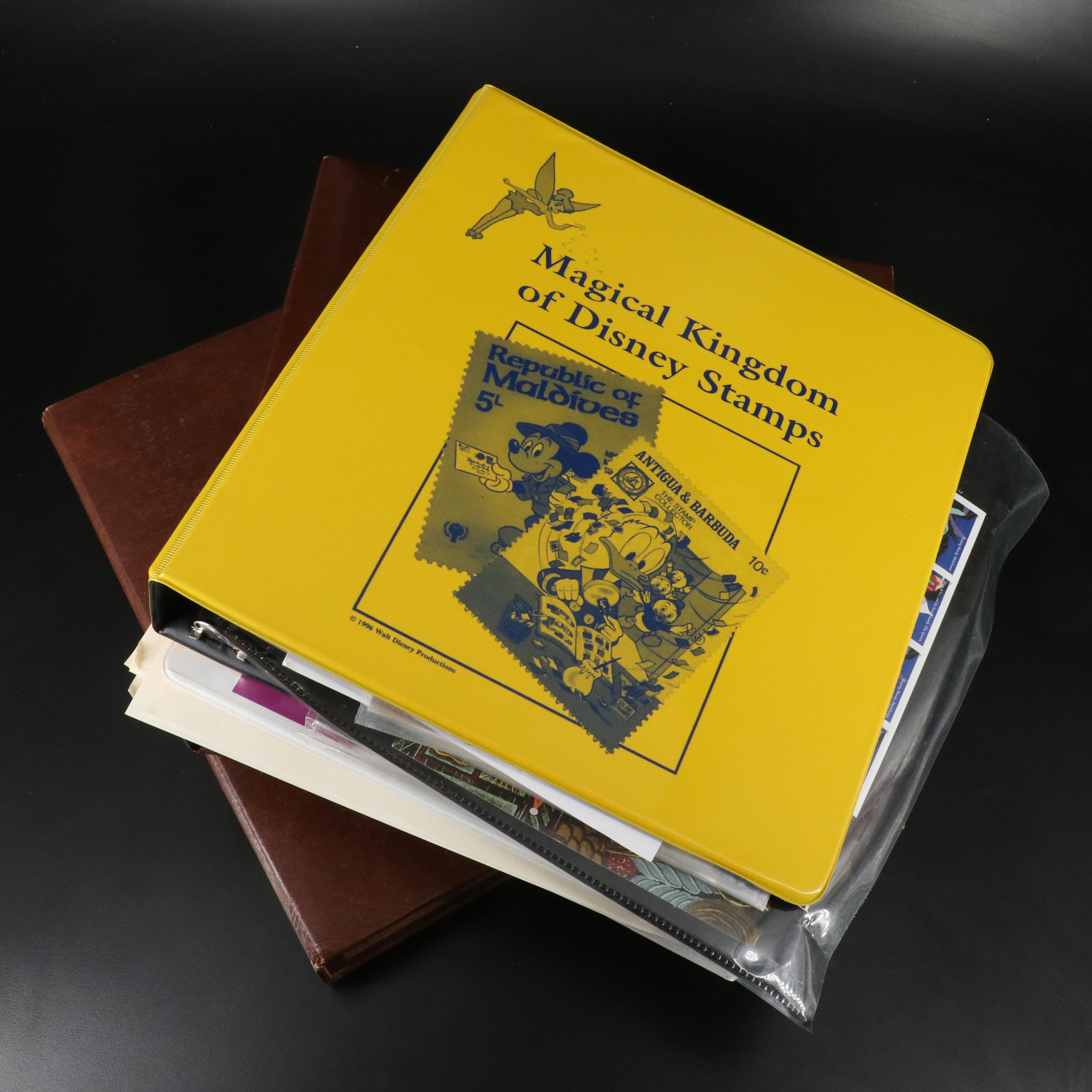 Four Albums of Postage Stamps and Covers, U.S., World, Disney, and UNICEF