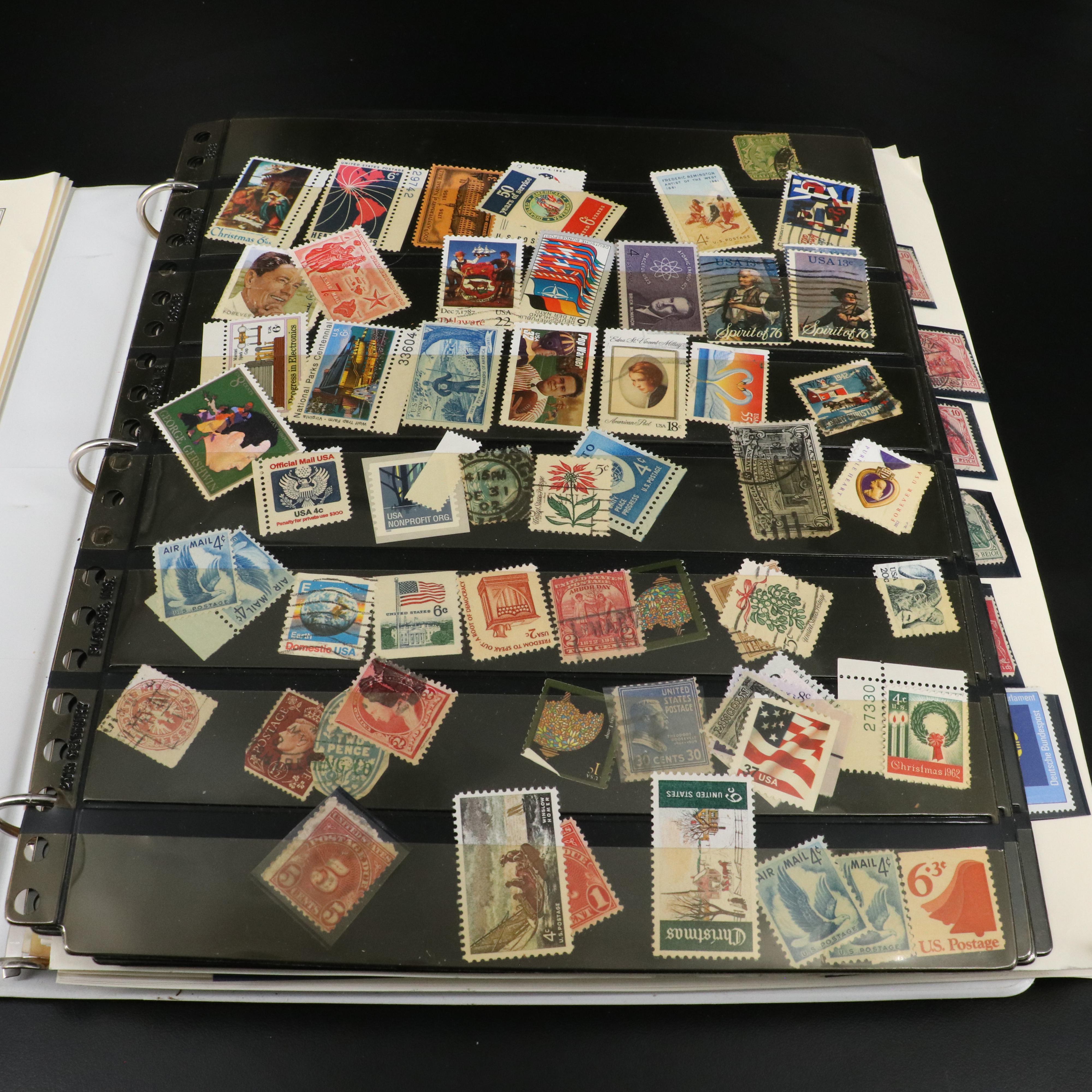 Four Albums of Postage Stamps and Covers, U.S., World, Disney, and UNICEF