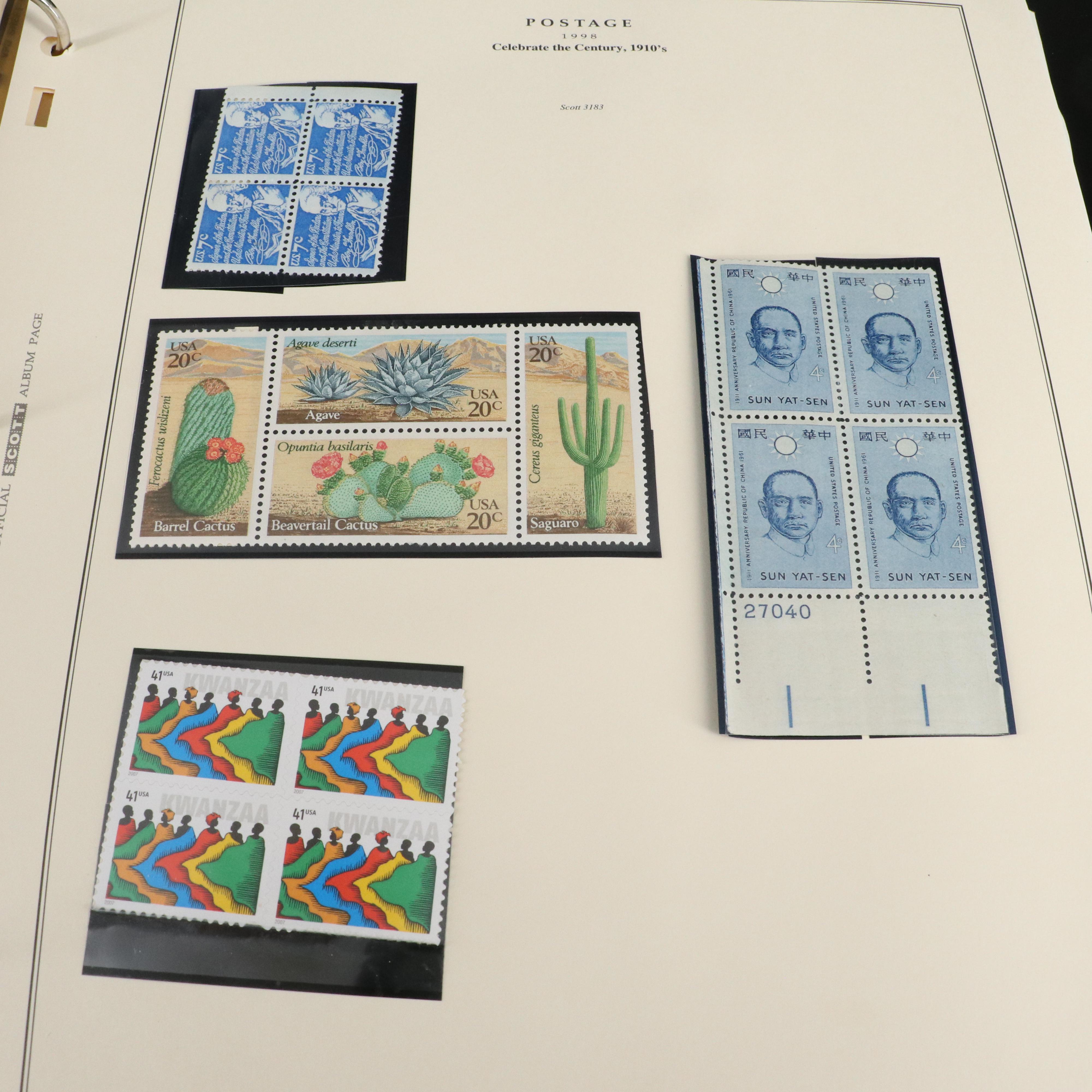 Four Albums of Postage Stamps and Covers, U.S., World, Disney, and UNICEF