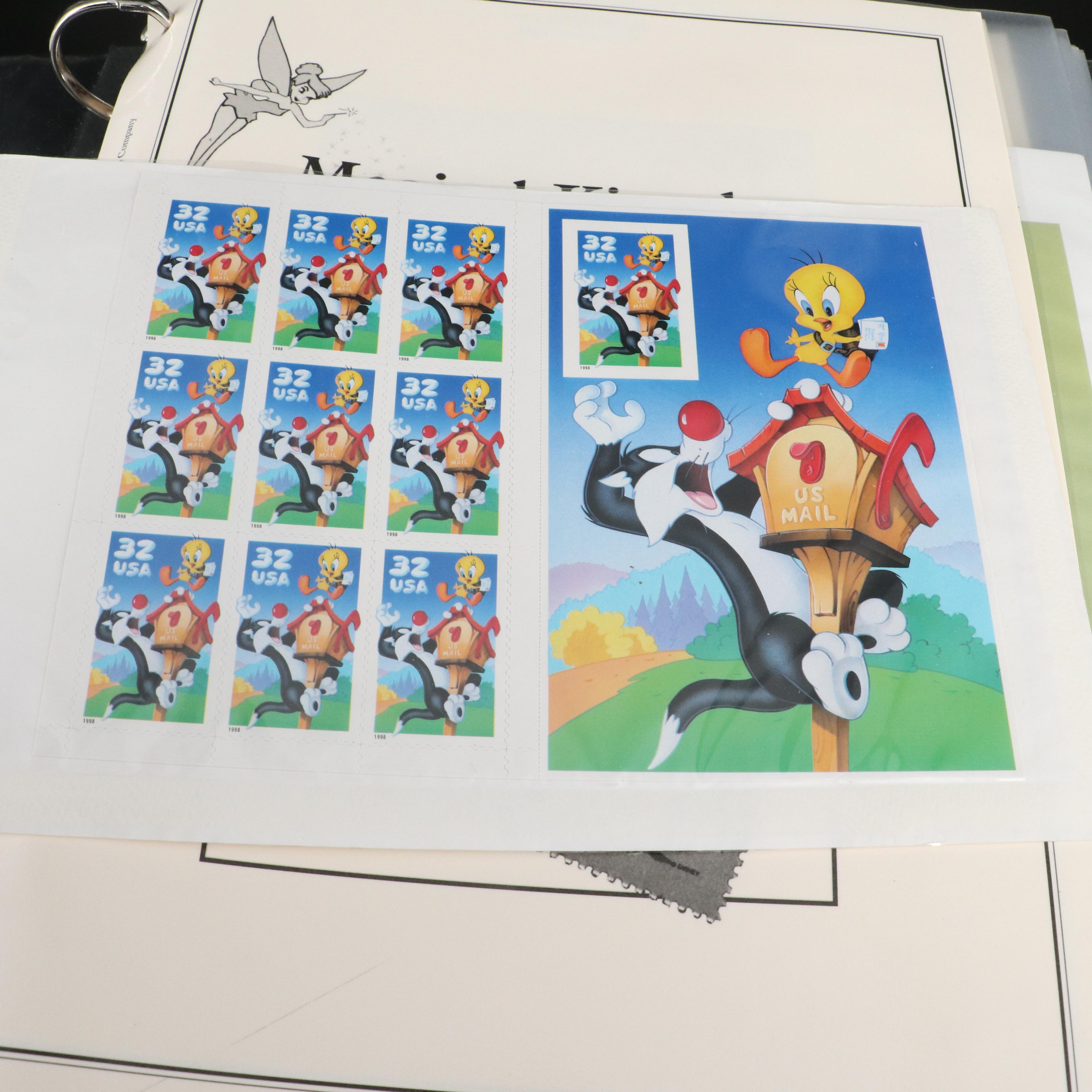 Four Albums of Postage Stamps and Covers, U.S., World, Disney, and UNICEF