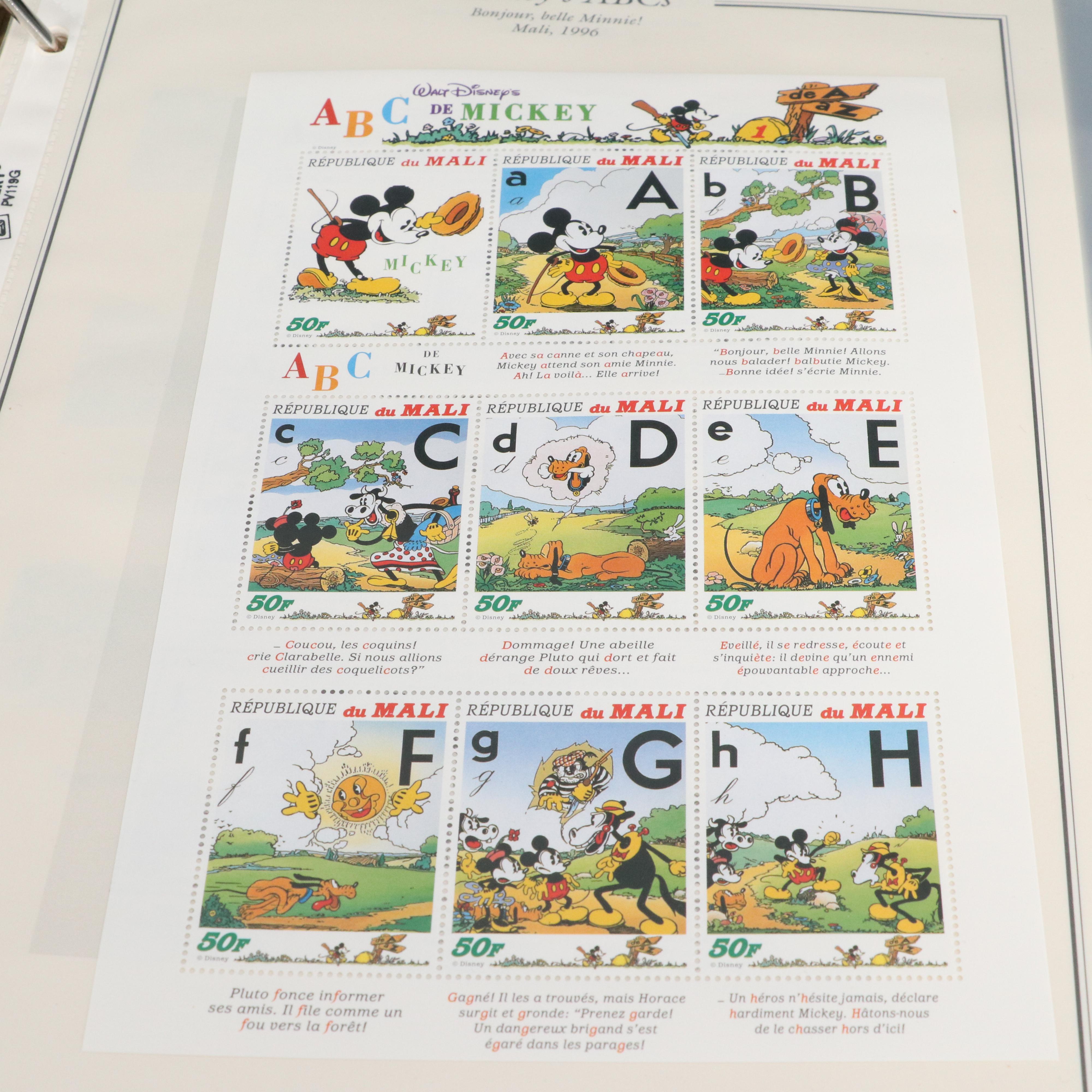 Four Albums of Postage Stamps and Covers, U.S., World, Disney, and UNICEF