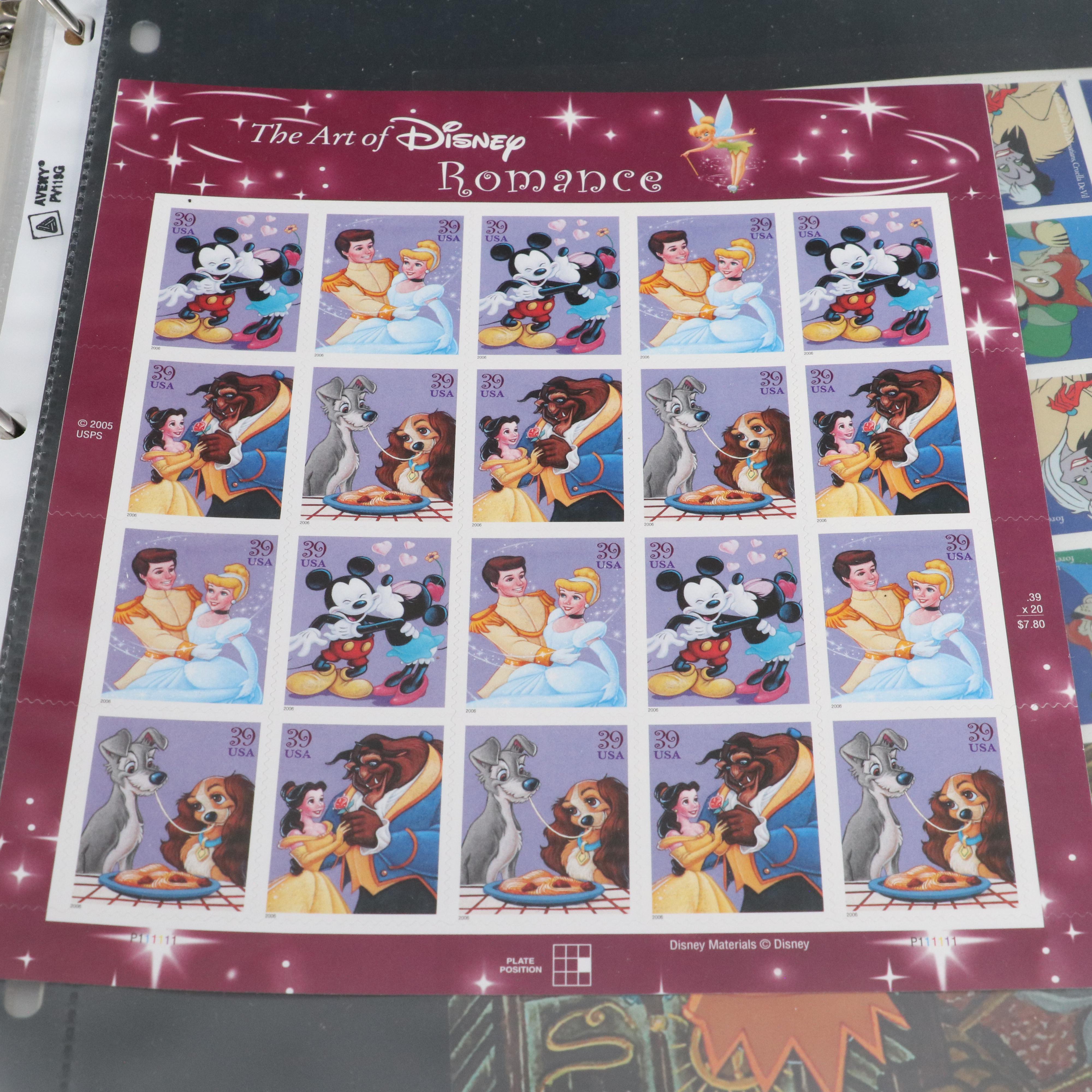 Four Albums of Postage Stamps and Covers, U.S., World, Disney, and UNICEF