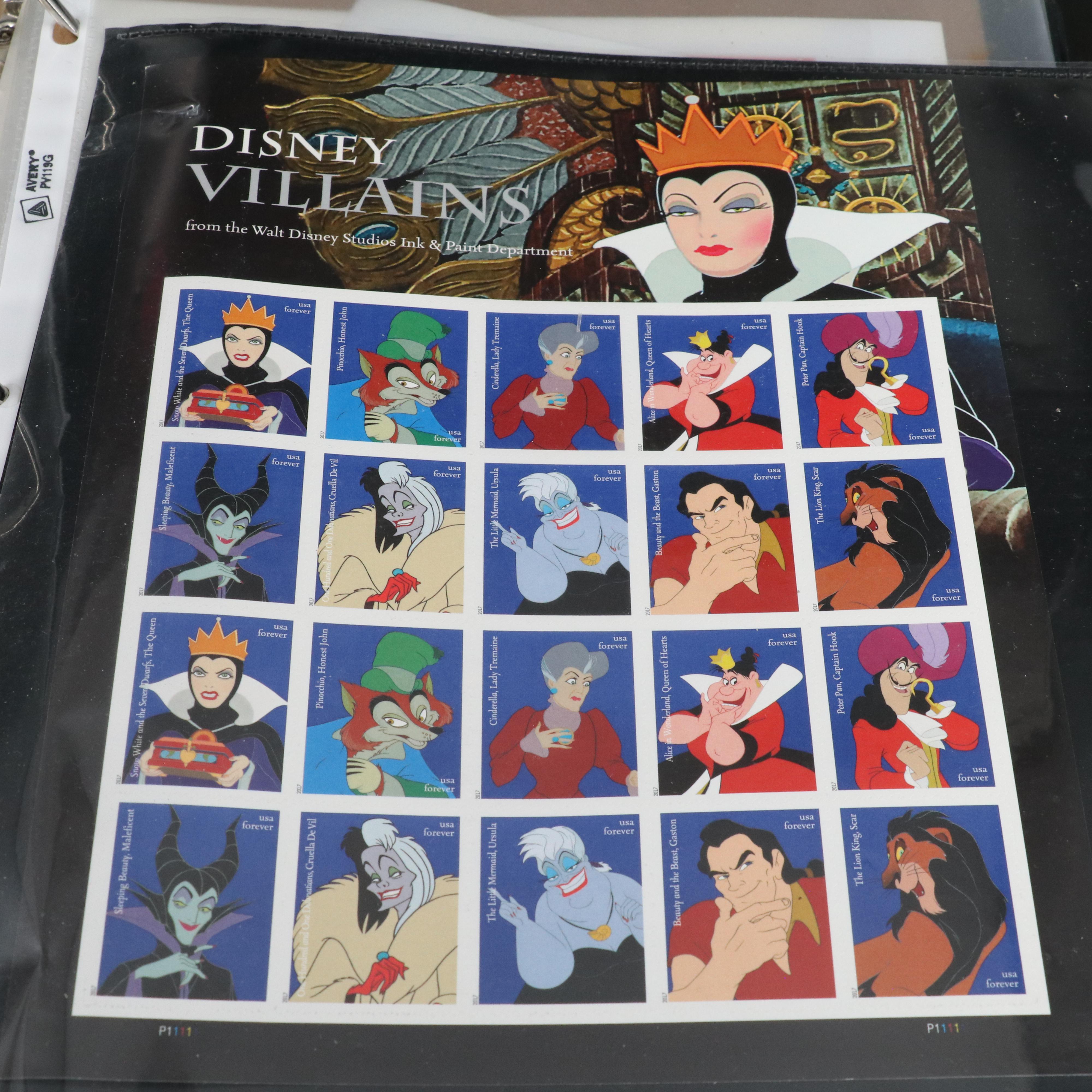 Four Albums of Postage Stamps and Covers, U.S., World, Disney, and UNICEF