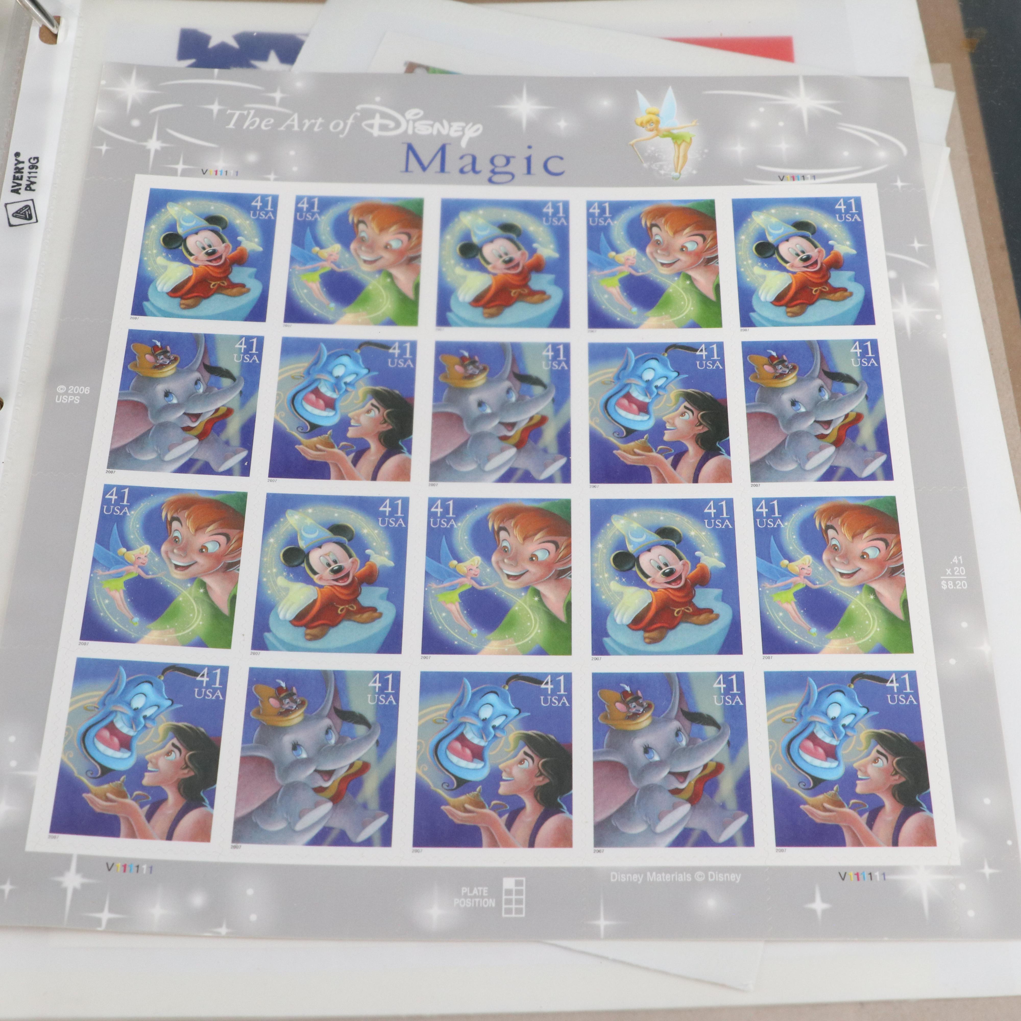 Four Albums of Postage Stamps and Covers, U.S., World, Disney, and UNICEF