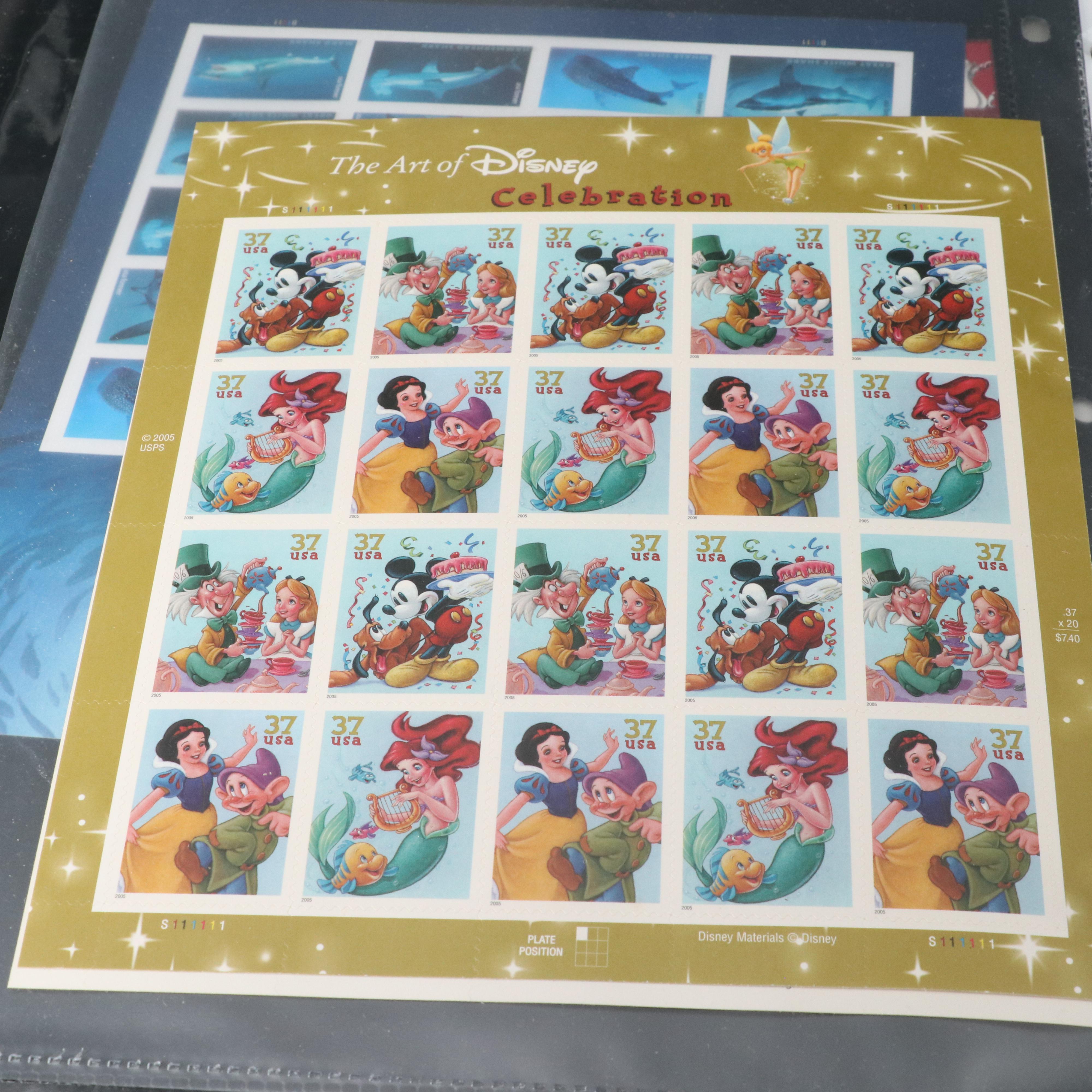 Four Albums of Postage Stamps and Covers, U.S., World, Disney, and UNICEF