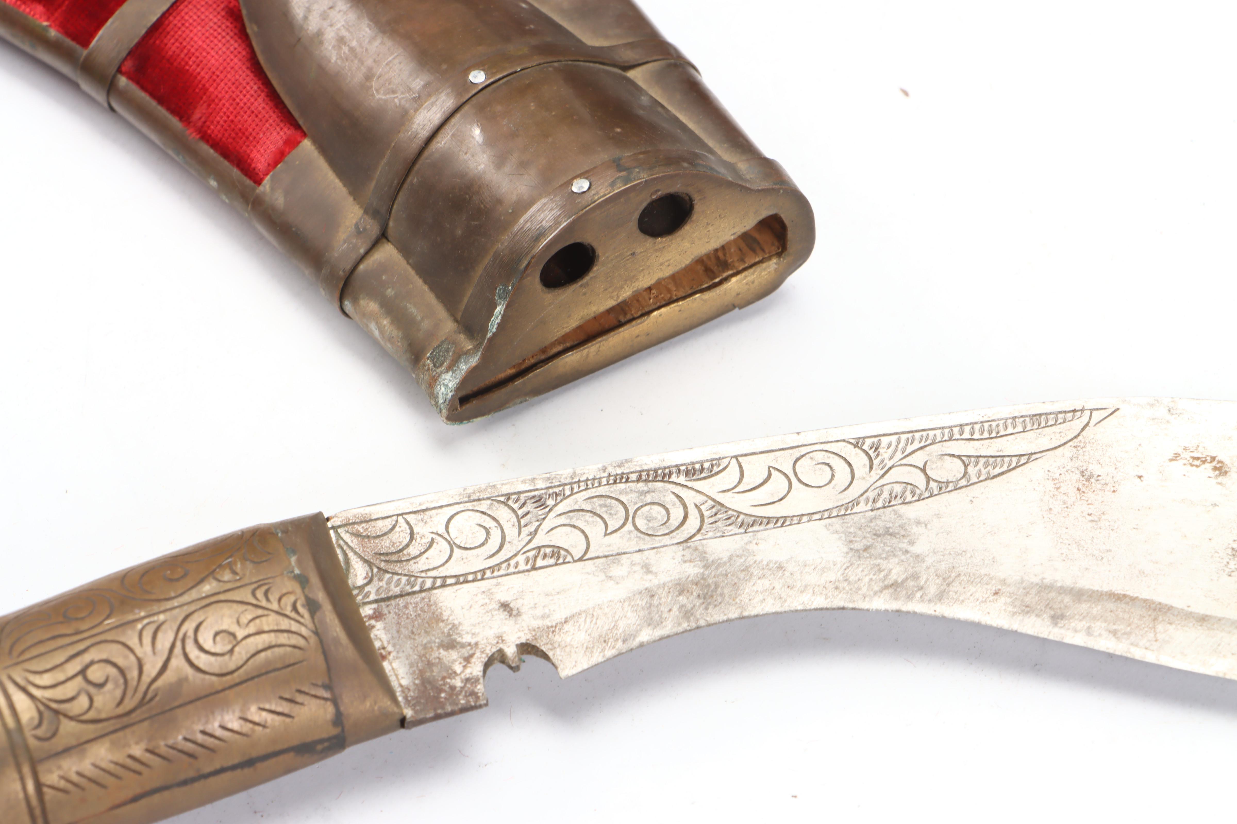 Brass-Handle Khukuri with Japanese Gun Scope and Other Décor
