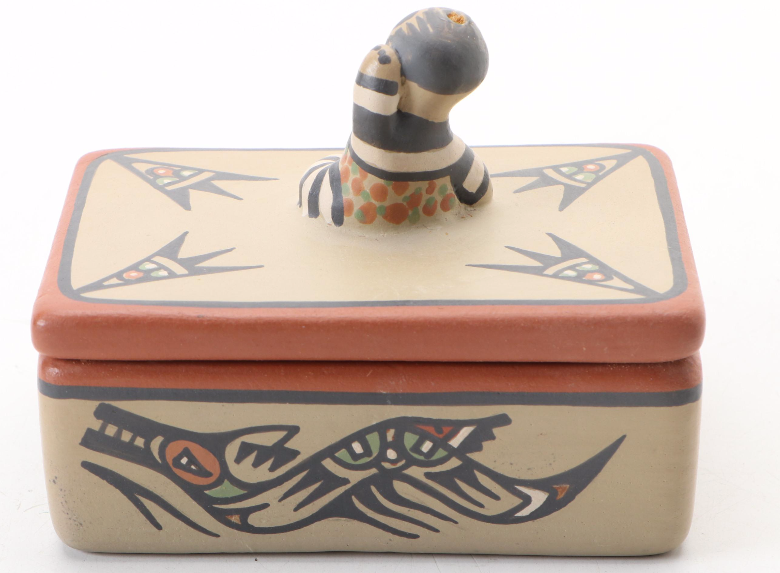 Margaret and Luther Gutierrez Santa Clara Pueblo Pottery Polychrome Box