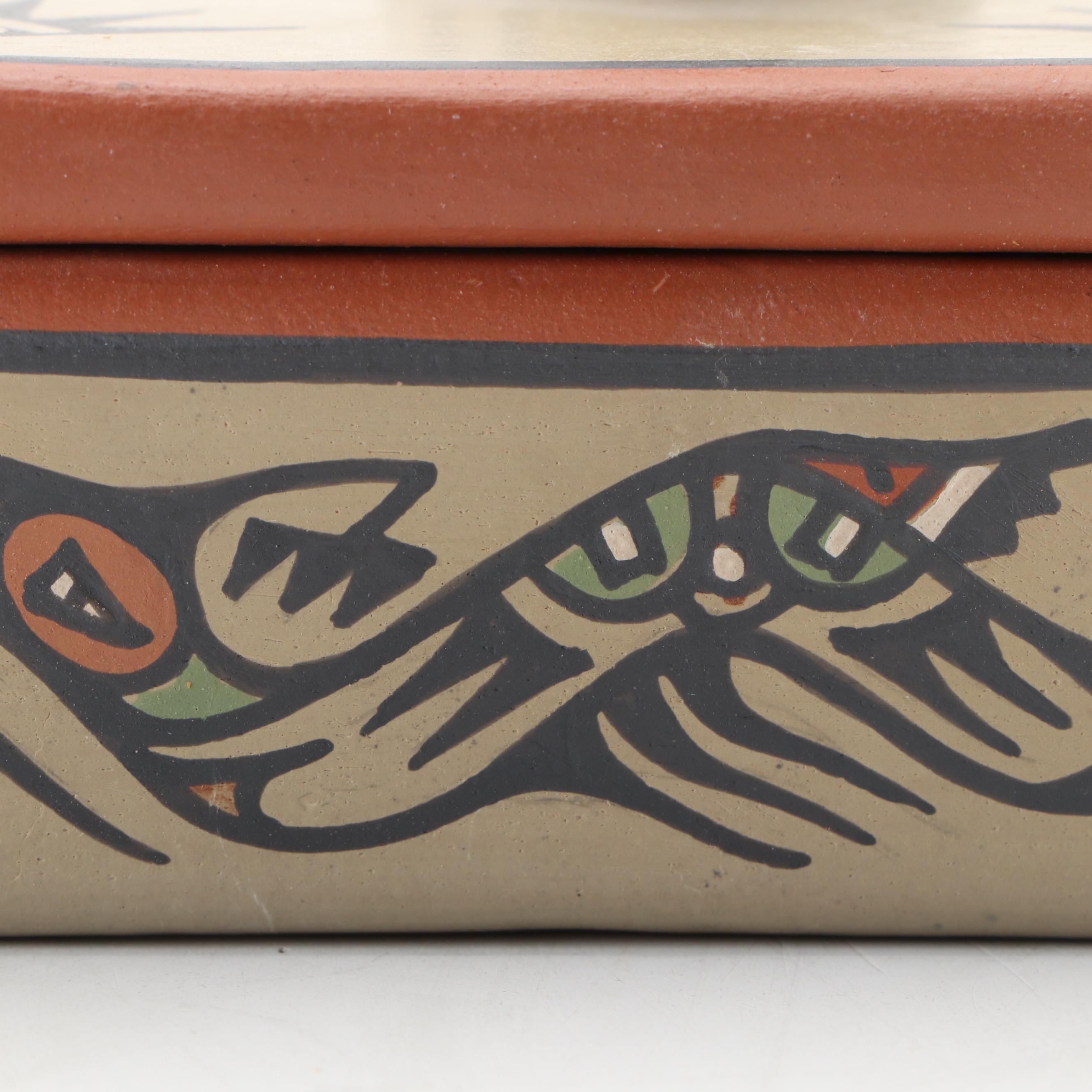 Margaret and Luther Gutierrez Santa Clara Pueblo Pottery Polychrome Box