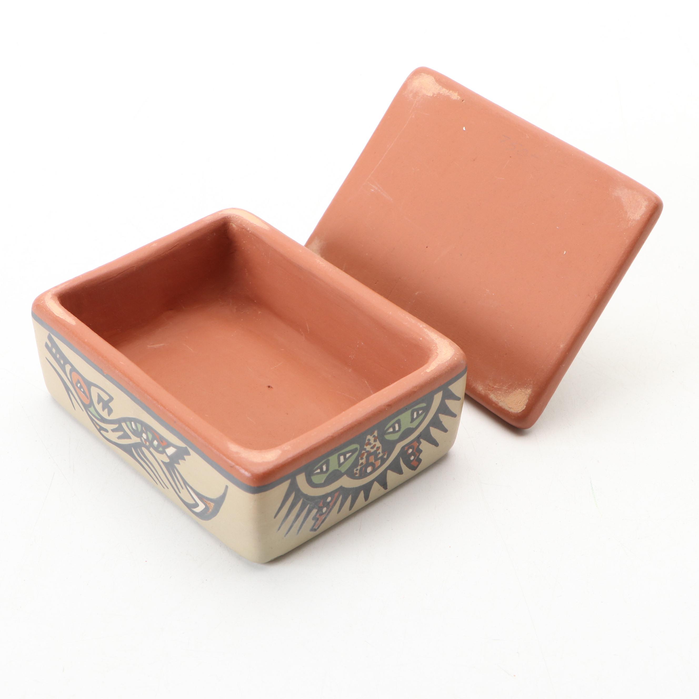 Margaret and Luther Gutierrez Santa Clara Pueblo Pottery Polychrome Box