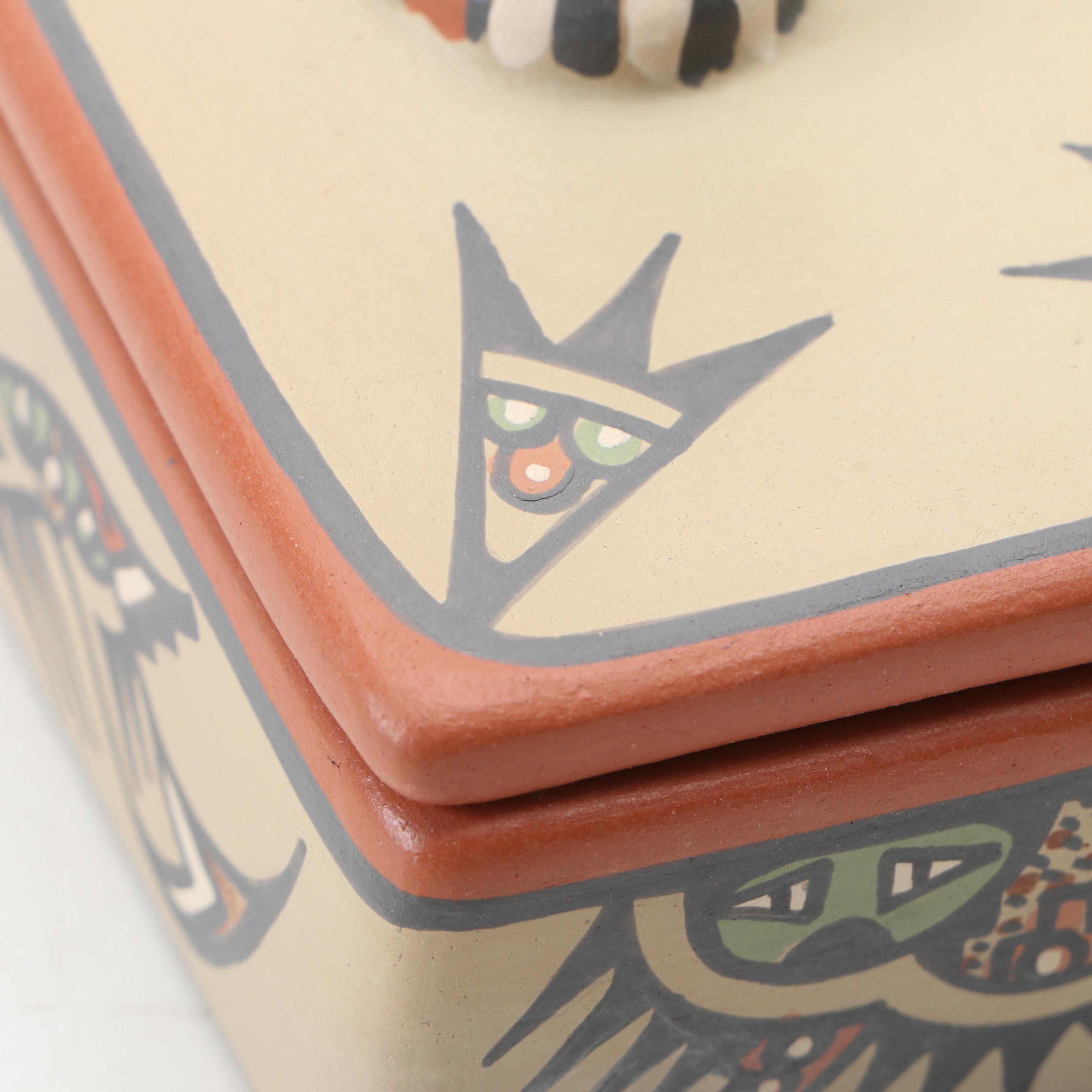 Margaret and Luther Gutierrez Santa Clara Pueblo Pottery Polychrome Box