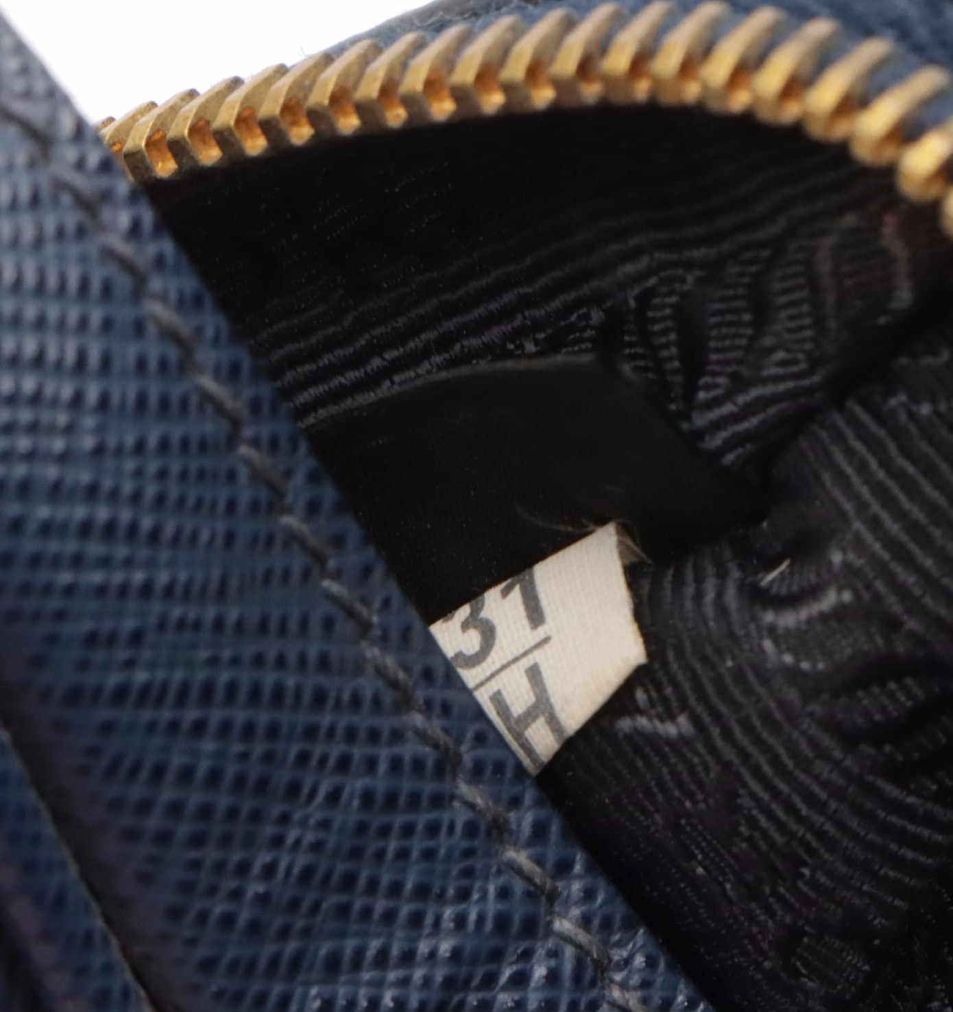 Prada Blue Saffiano Leather Zip Mini Camera Clutch