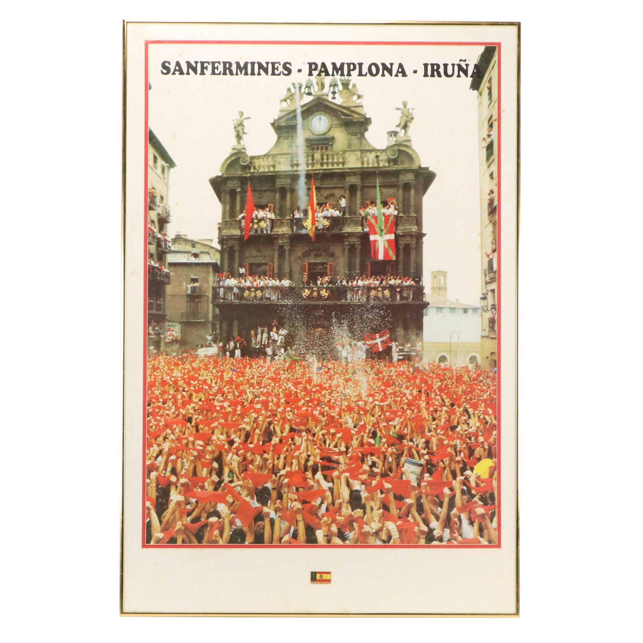 Spanish Poster "Sanfermines - Pamplona -  Iruña" and Enamel Pin