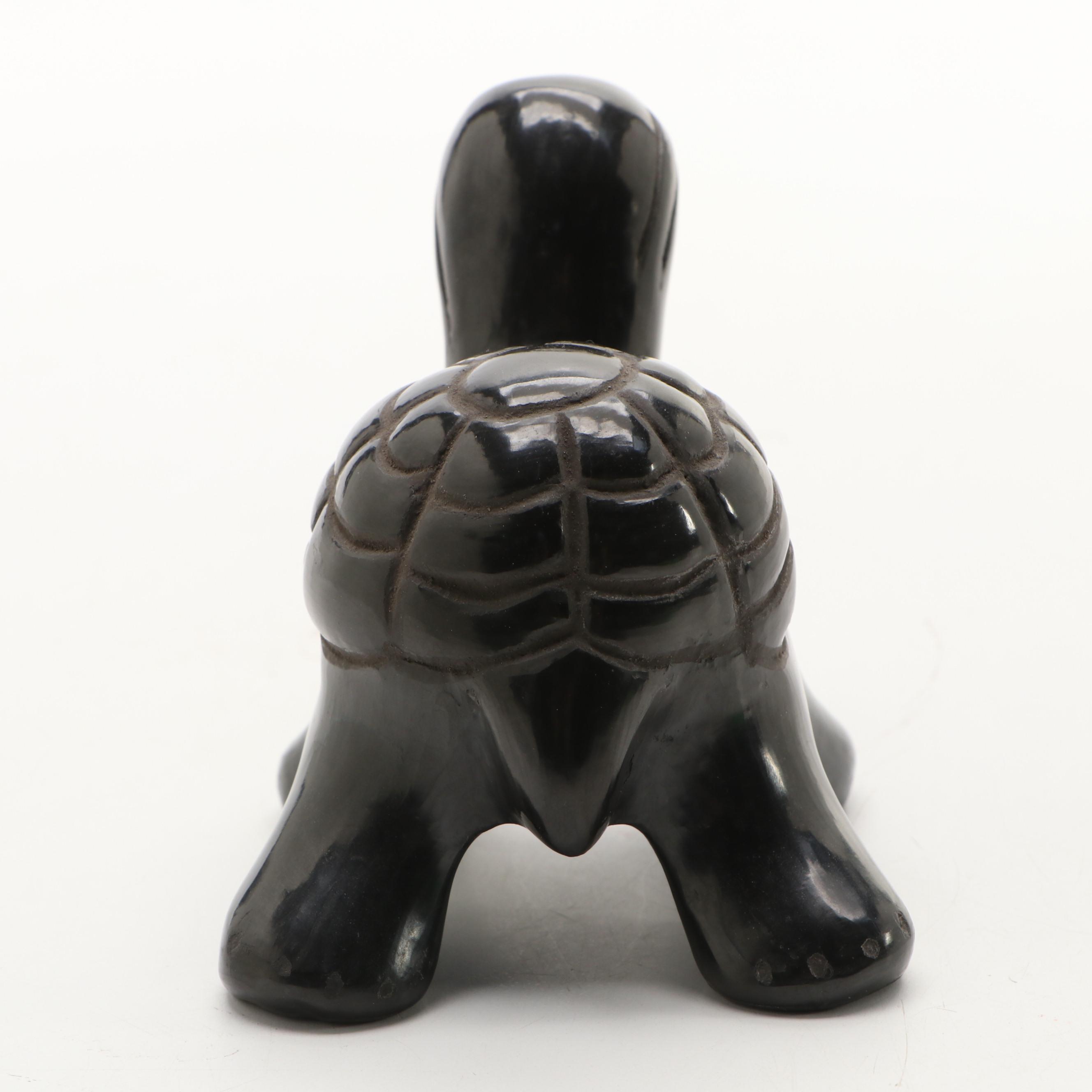 Jane Baca and Starr Tafoya Santa Clara Pueblo Blackware Pottery Turtle