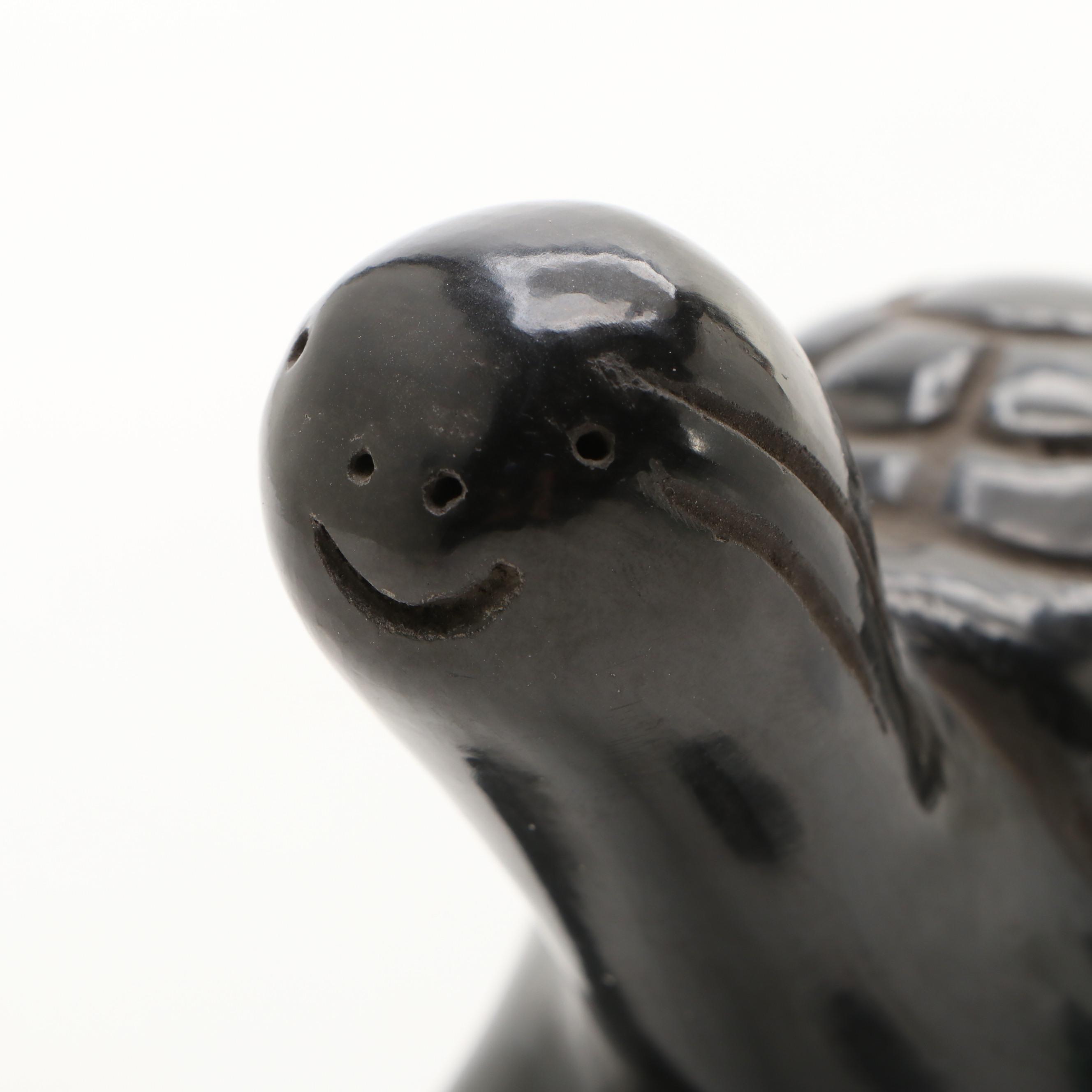 Jane Baca and Starr Tafoya Santa Clara Pueblo Blackware Pottery Turtle