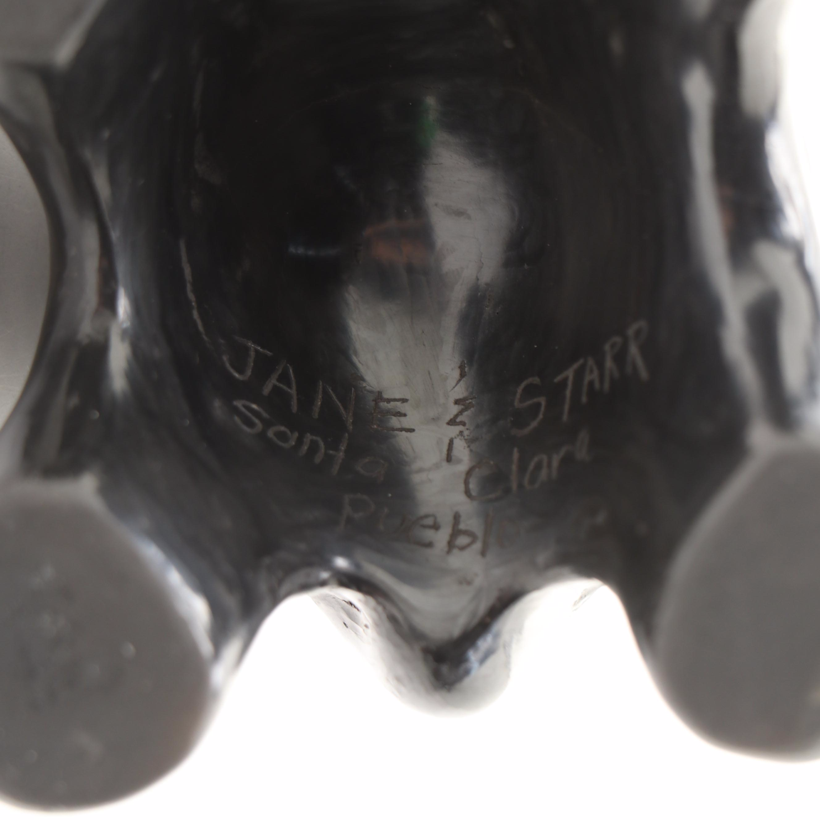 Jane Baca and Starr Tafoya Santa Clara Pueblo Blackware Pottery Turtle