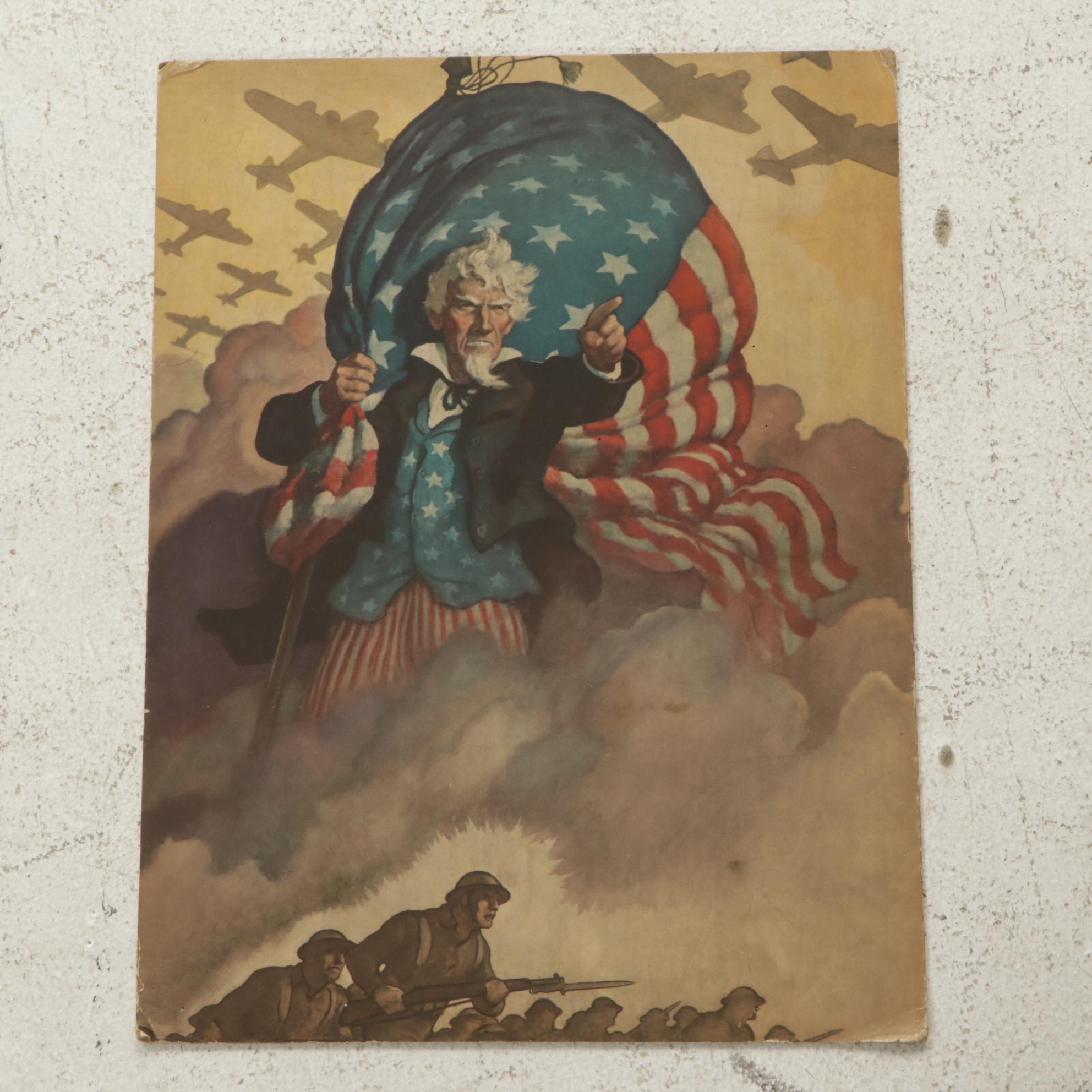 War Bonds 1942 Offset Lithograph Seconds of Newell Convers Wyeth Patriotic Image