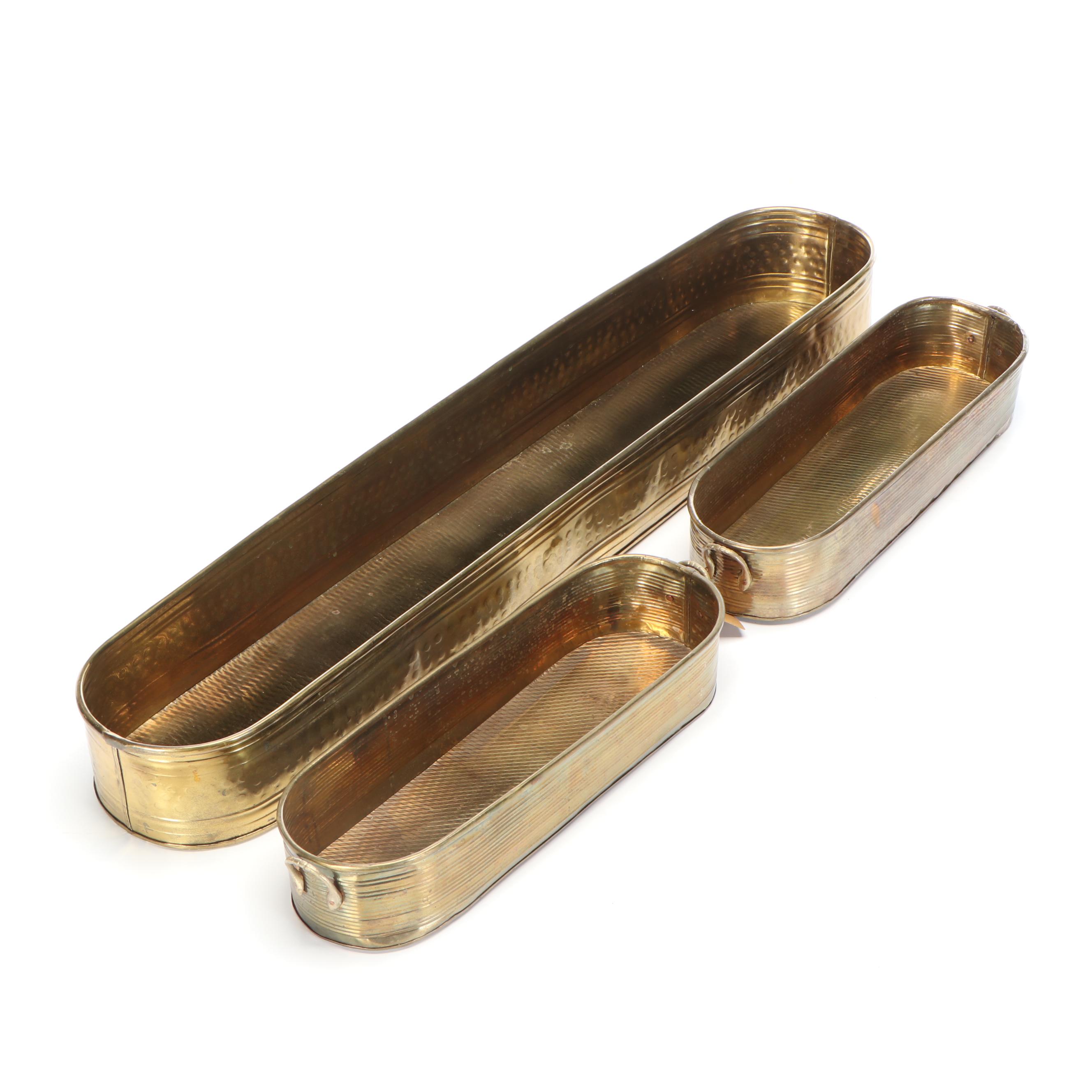 India Exotics, Inc. Oval Brass Planters