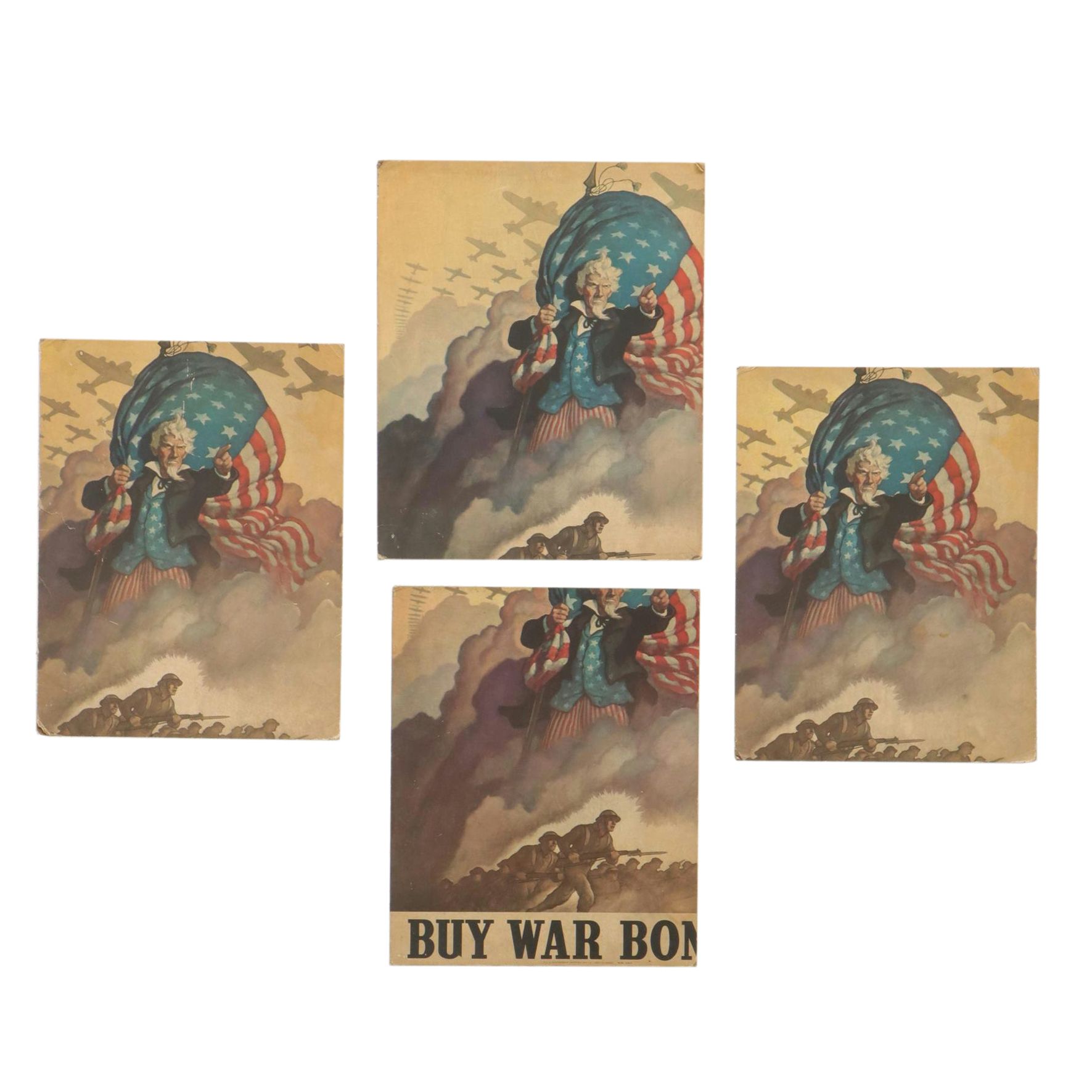 War Bonds 1942 Offset Lithograph Seconds of Newell Convers Wyeth Patriotic Image