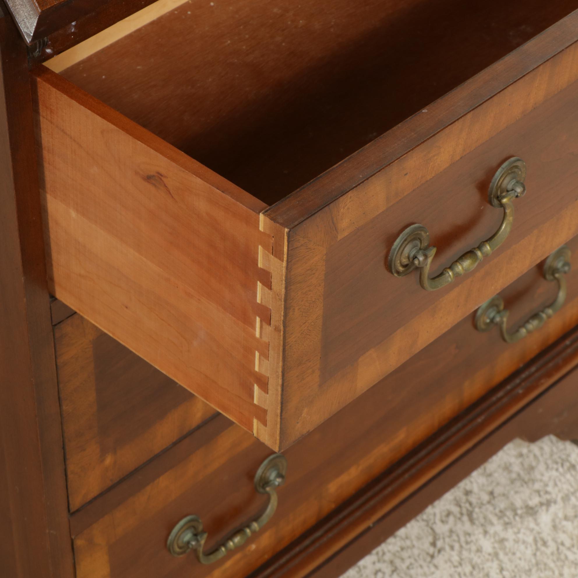 Jasper Cabinet Walnut Secretary Desk with Illuminated Bookcase, Mid-20th Century