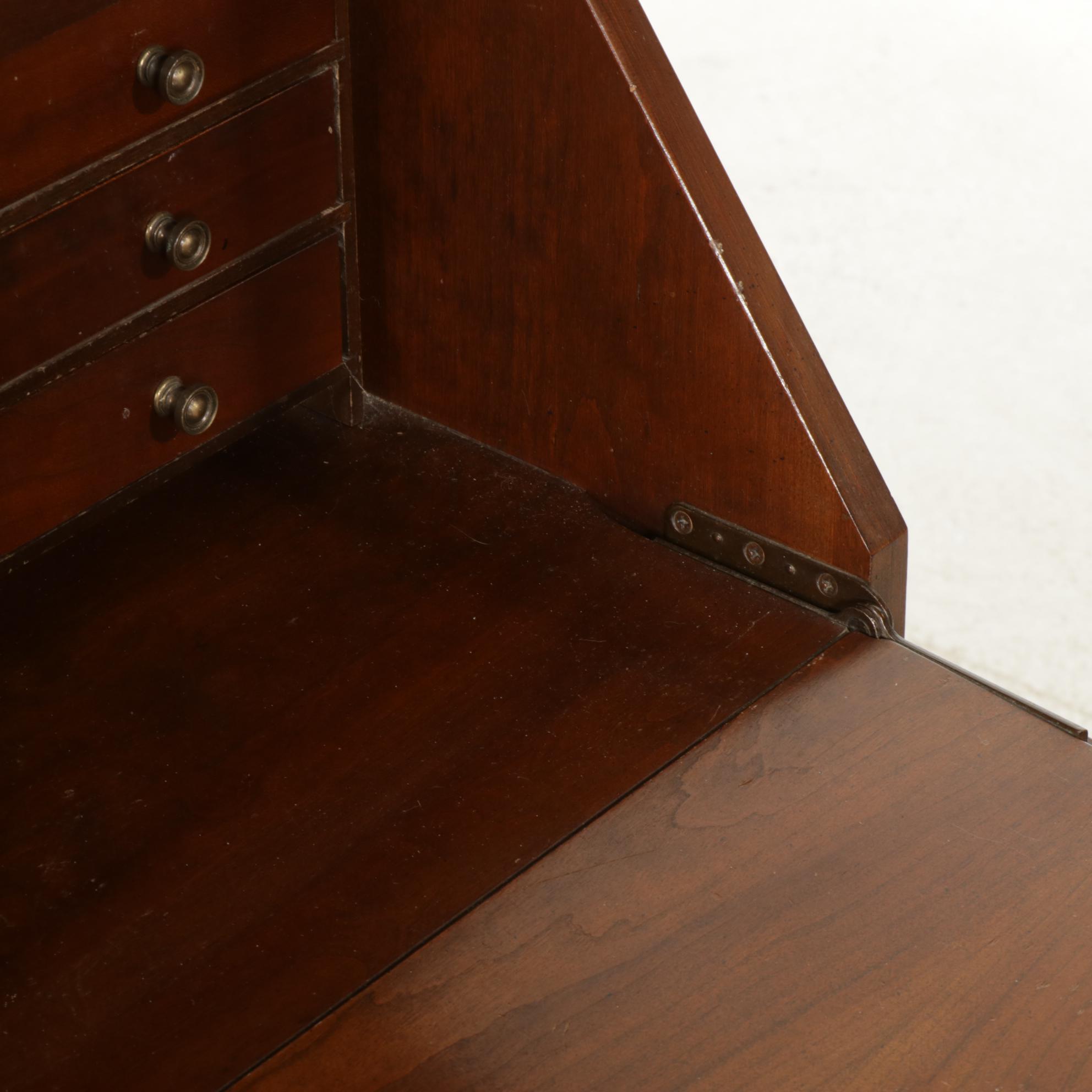 Jasper Cabinet Walnut Secretary Desk with Illuminated Bookcase, Mid-20th Century