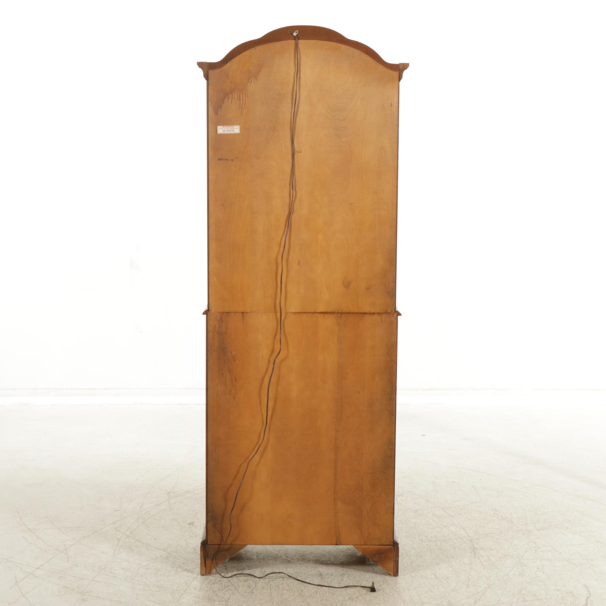 Jasper Cabinet Walnut Secretary Desk with Illuminated Bookcase, Mid-20th Century