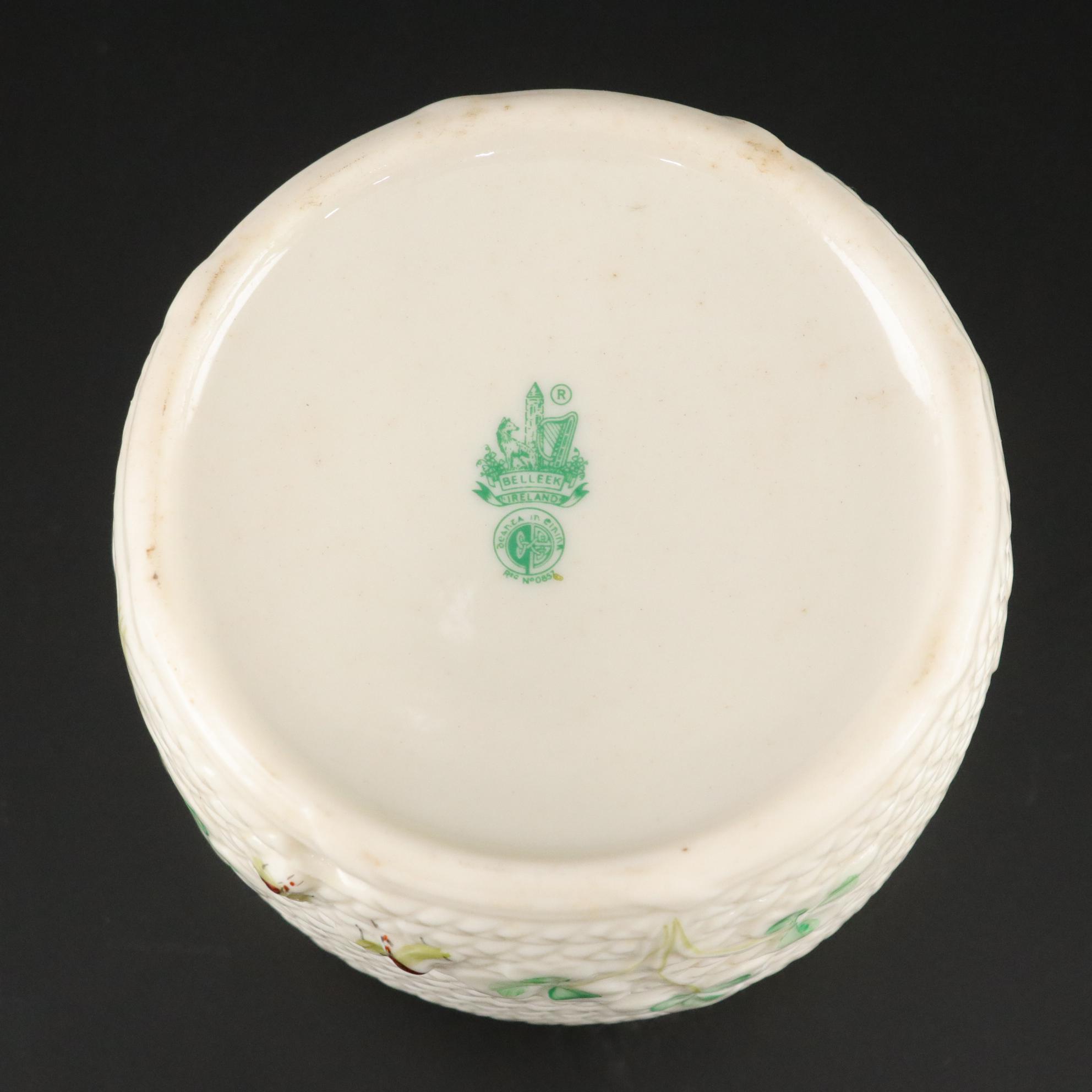 Belleek Pottery Shamrock Honey Pot, Teacup, Butter Dish and More, 1965-1980