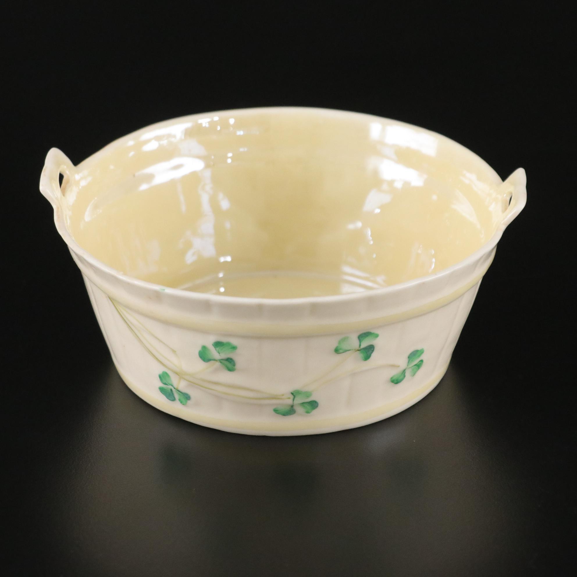 Belleek Pottery Shamrock Honey Pot, Teacup, Butter Dish and More, 1965-1980