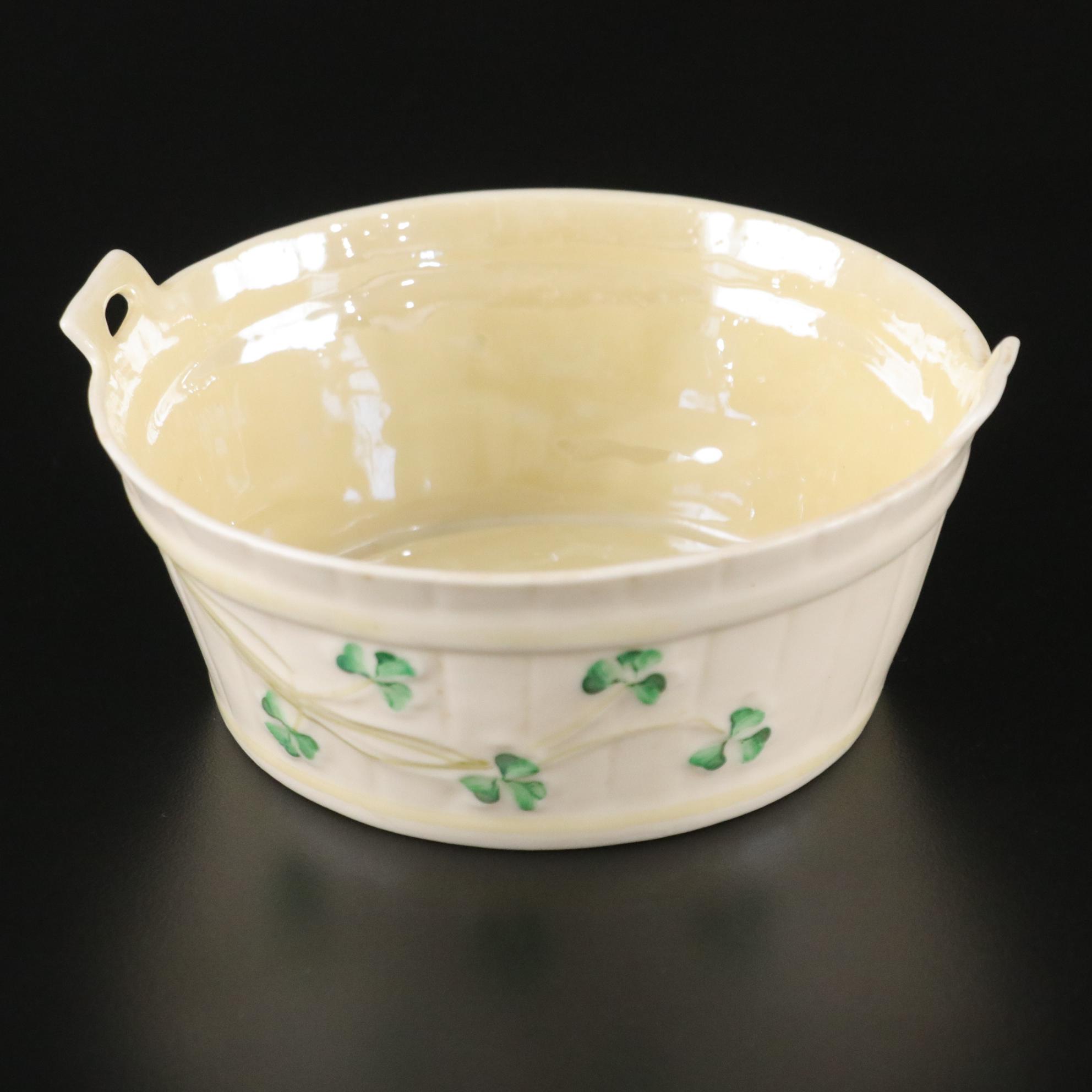 Belleek Pottery Shamrock Honey Pot, Teacup, Butter Dish and More, 1965-1980