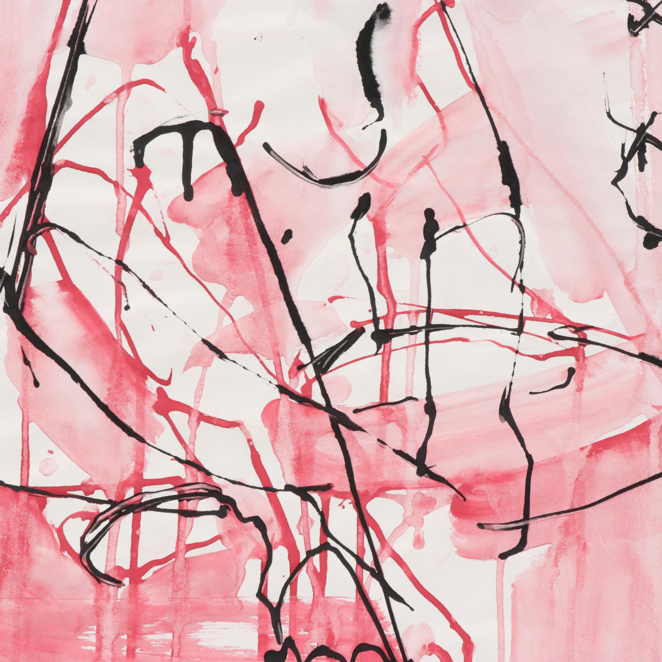 Jack Meanwell Figural Modern Watercolor Painting, 1989