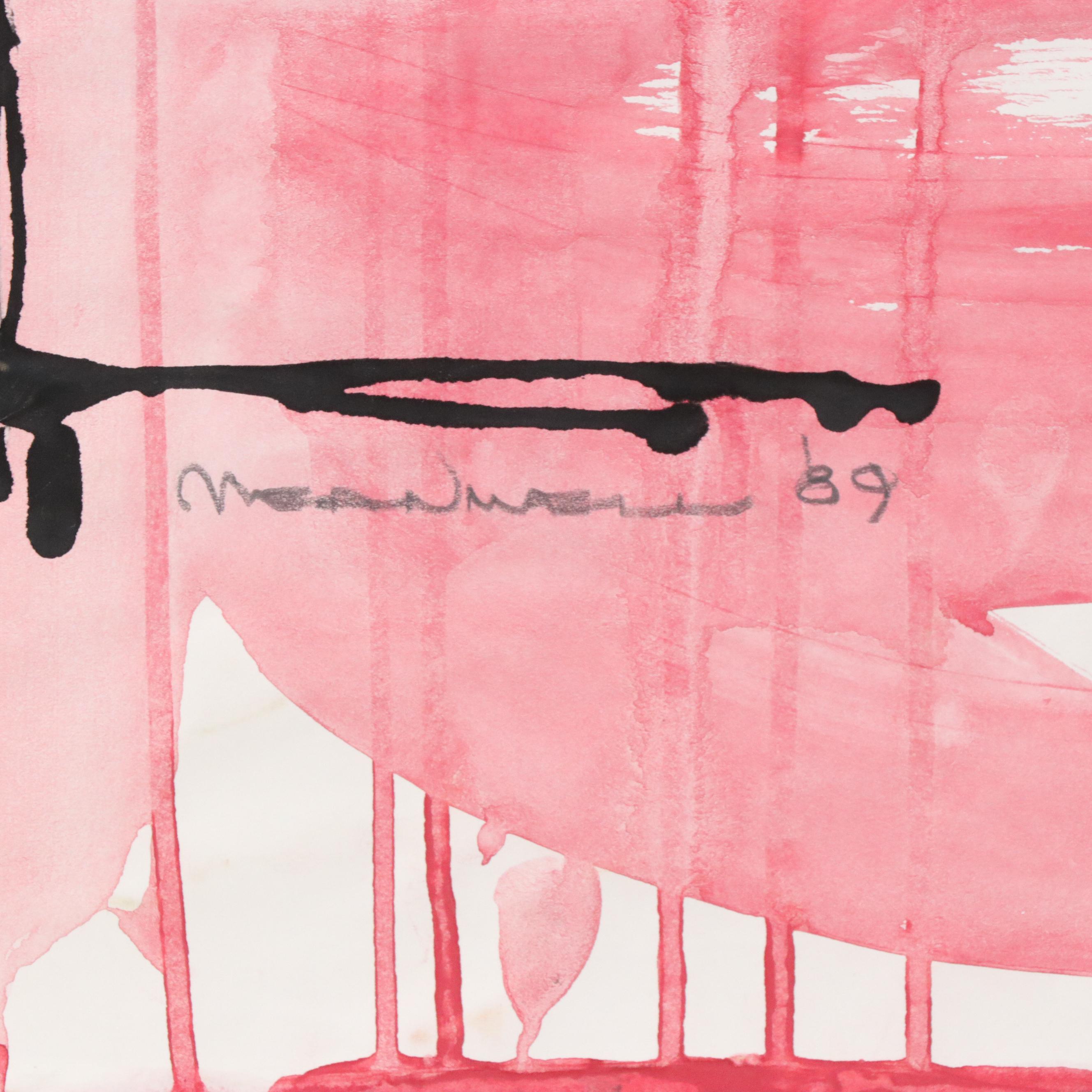 Jack Meanwell Figural Modern Watercolor Painting, 1989