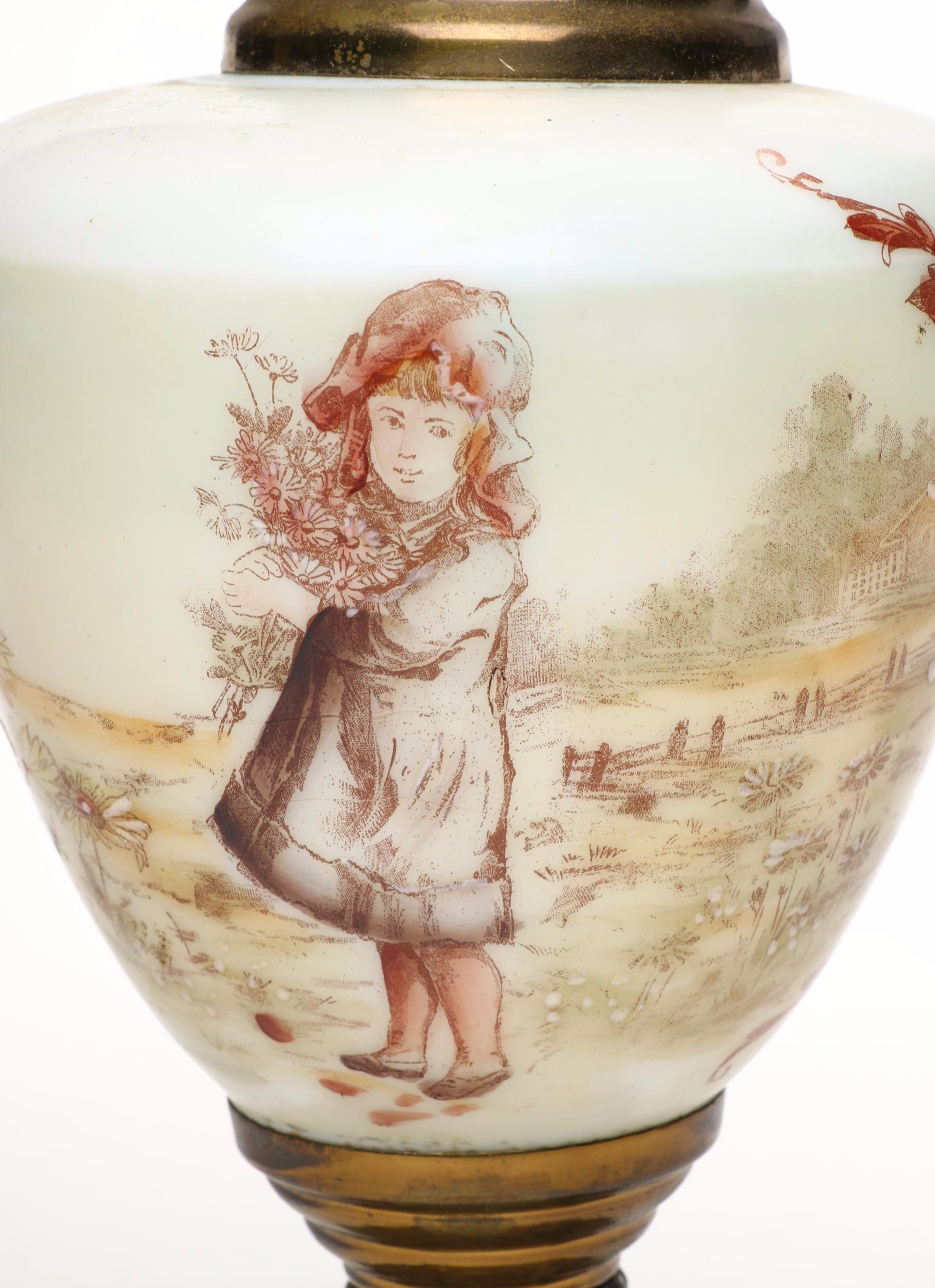 Victorian Ceramic and Metal Mantel Ewer with Celadon Jar and Dragon Candlestick