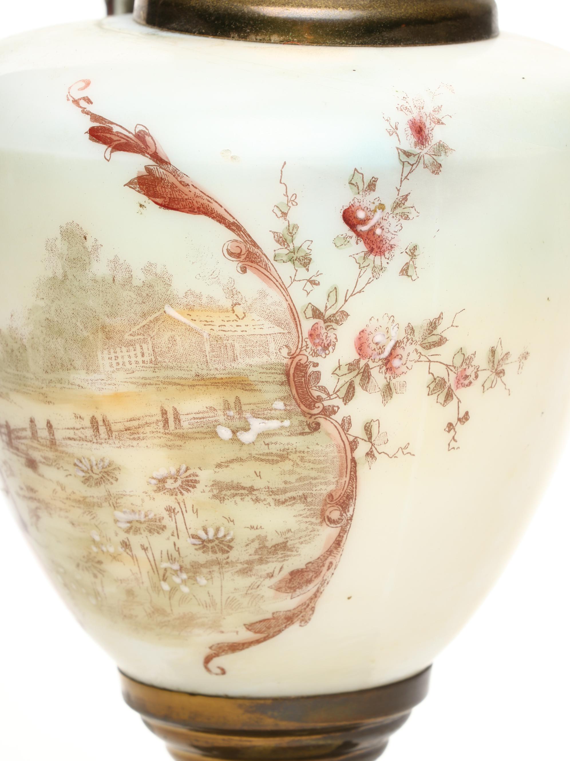 Victorian Ceramic and Metal Mantel Ewer with Celadon Jar and Dragon Candlestick