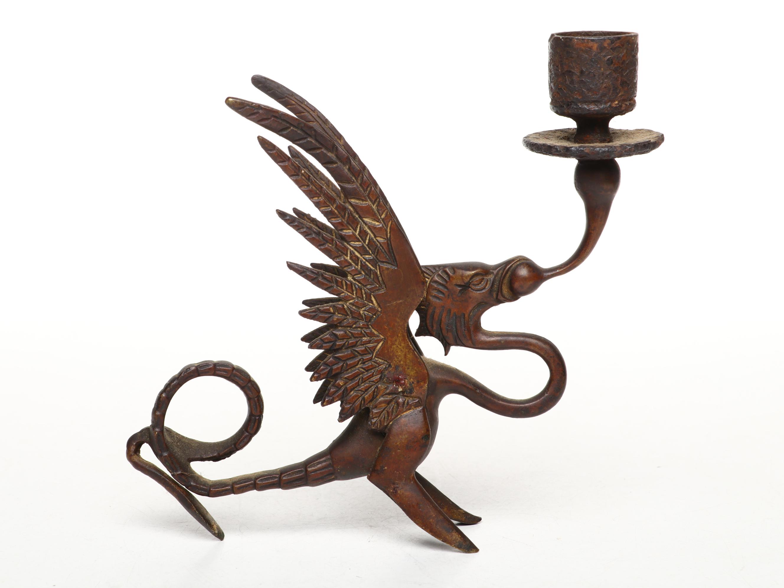 Victorian Ceramic and Metal Mantel Ewer with Celadon Jar and Dragon Candlestick