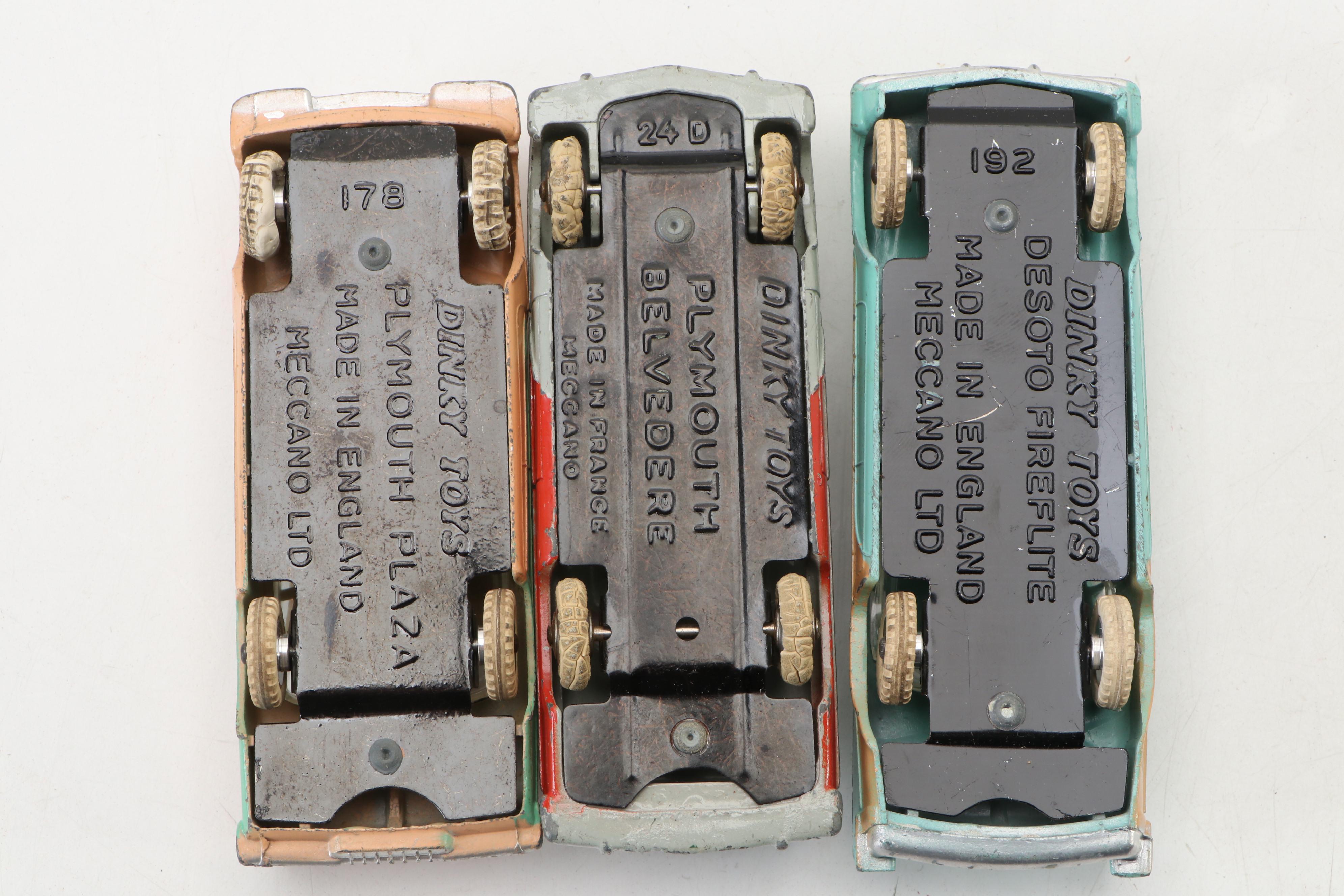 Meccano Dinky Toys "Plymouth Plaza," "DeSoto Fireflite" and More Cars