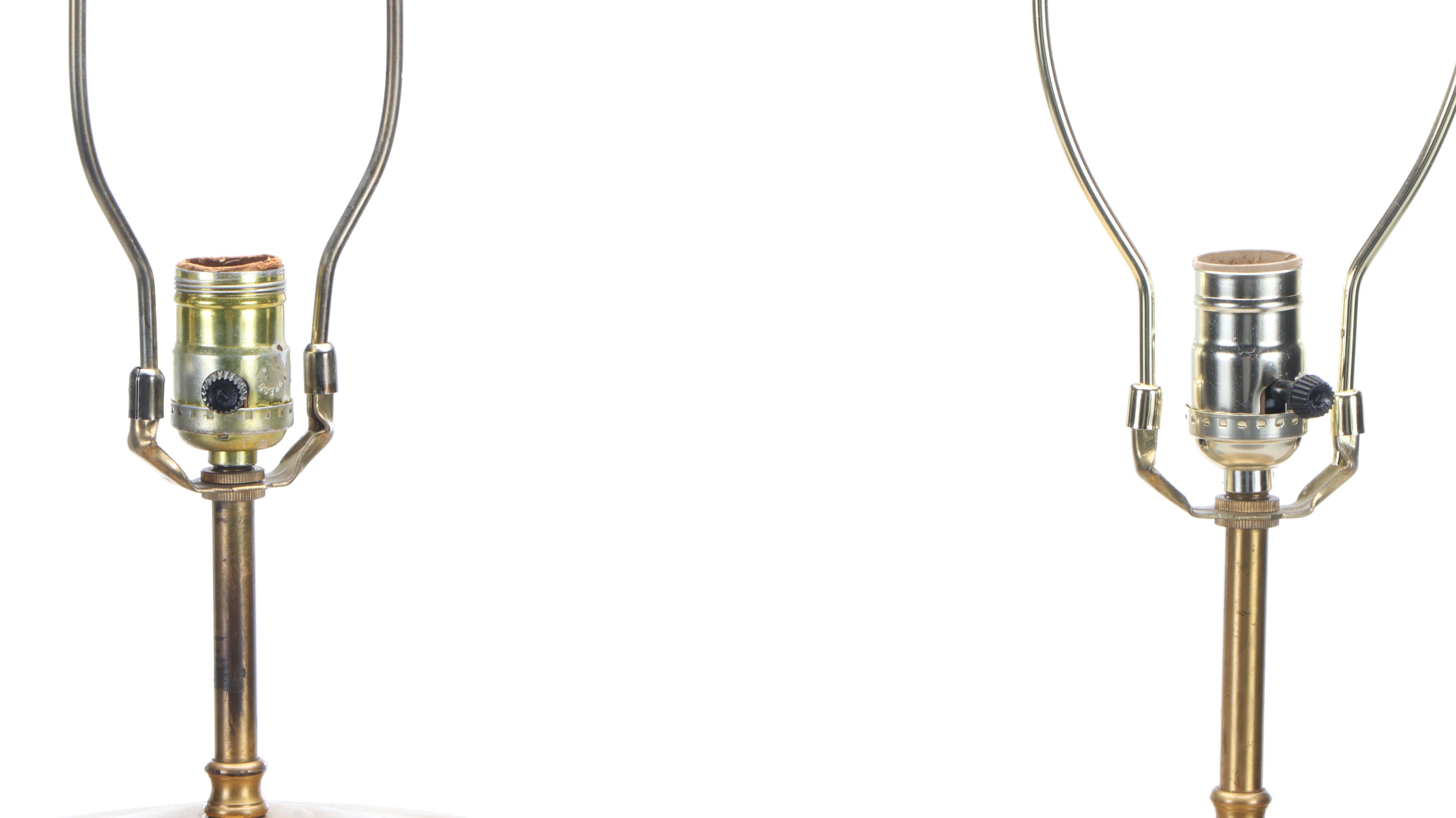 Japanese Satsuma Porcelain Vase Lamps with Scenes From Folk Tales