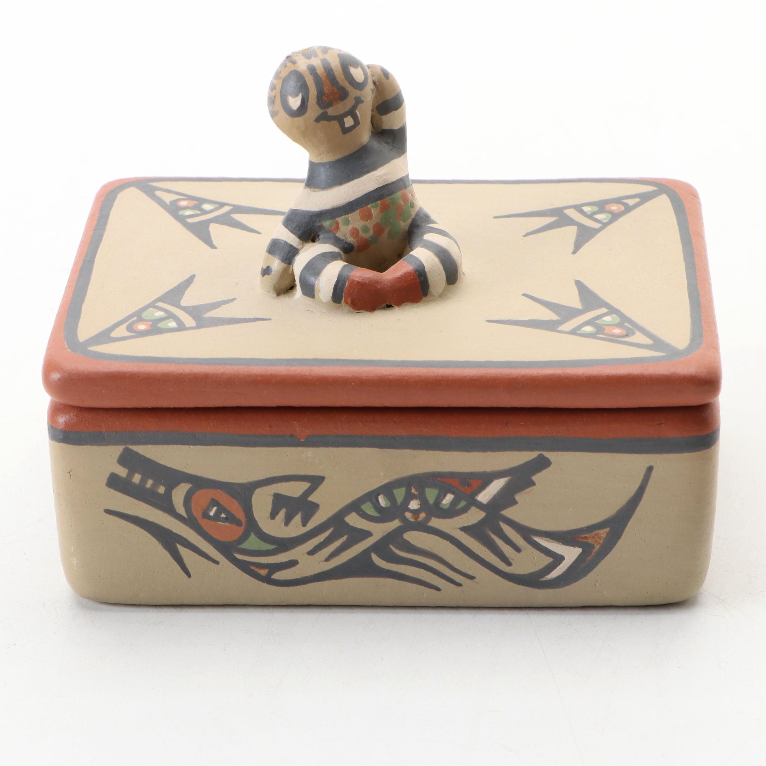 Margaret and Luther Gutierrez Santa Clara Pueblo Pottery Polychrome Box